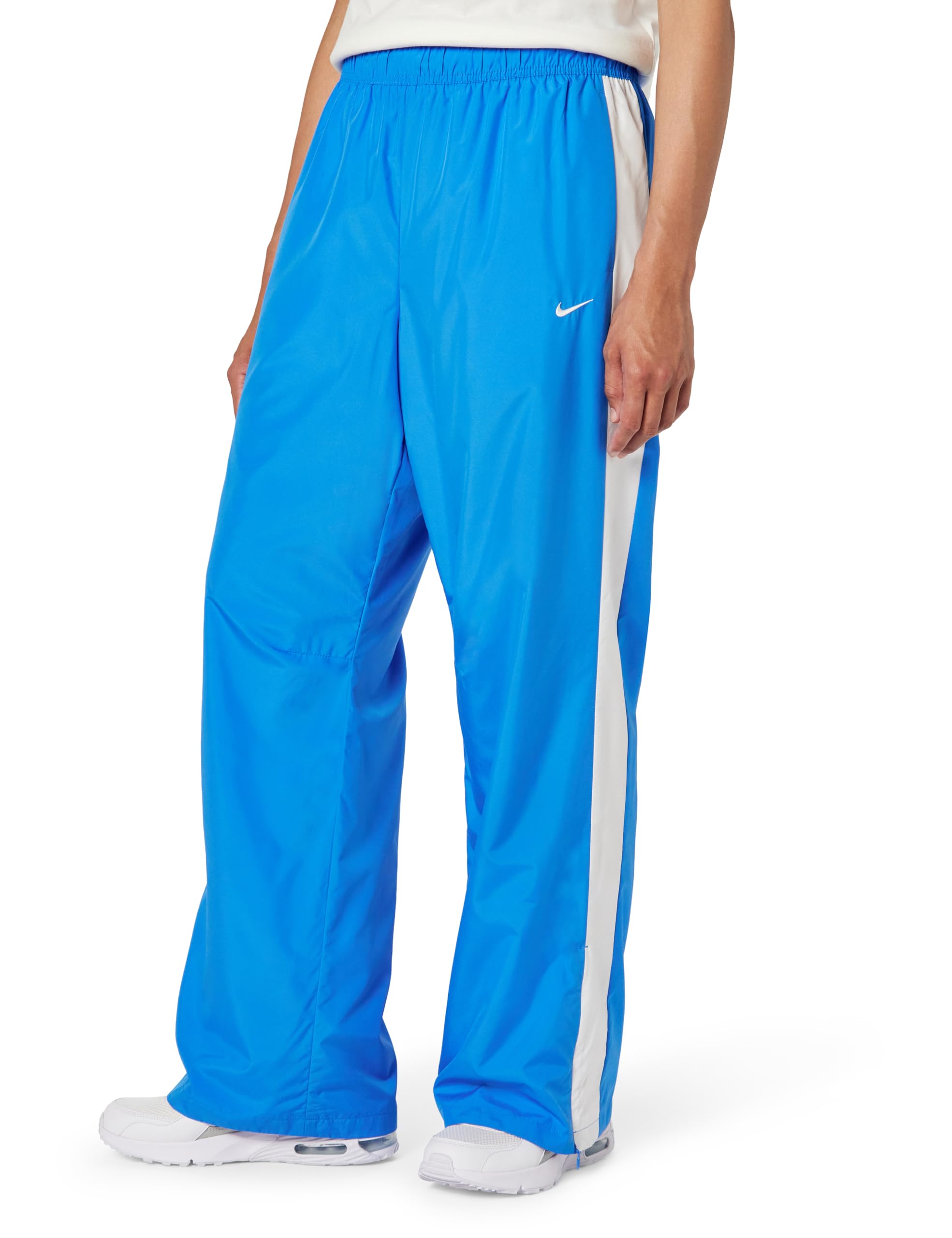Nike Women's Sportswear Classic Mid-Rise Open-Hem Pants, Light Photo Blue/White/Sail, Small