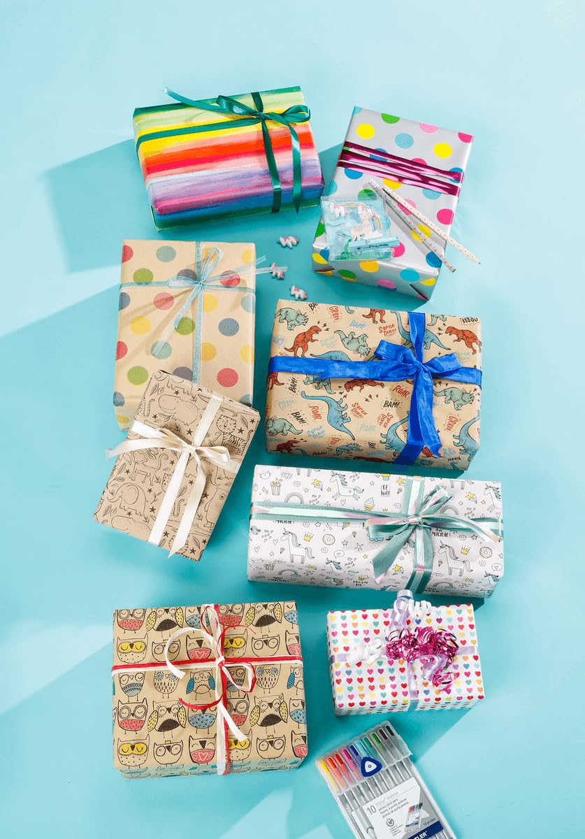 Regenbogen-Farben gestreiftes buntes Geschenk-Papier 50 cm x 50 m Rolle Geschenk-Verpackung
