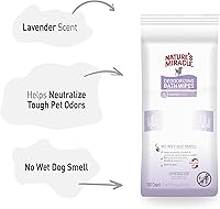 Vista 5 de Nature's Miracle Toallitas de baño desodorizantes para perros, 100 unidades, aroma a lavanda