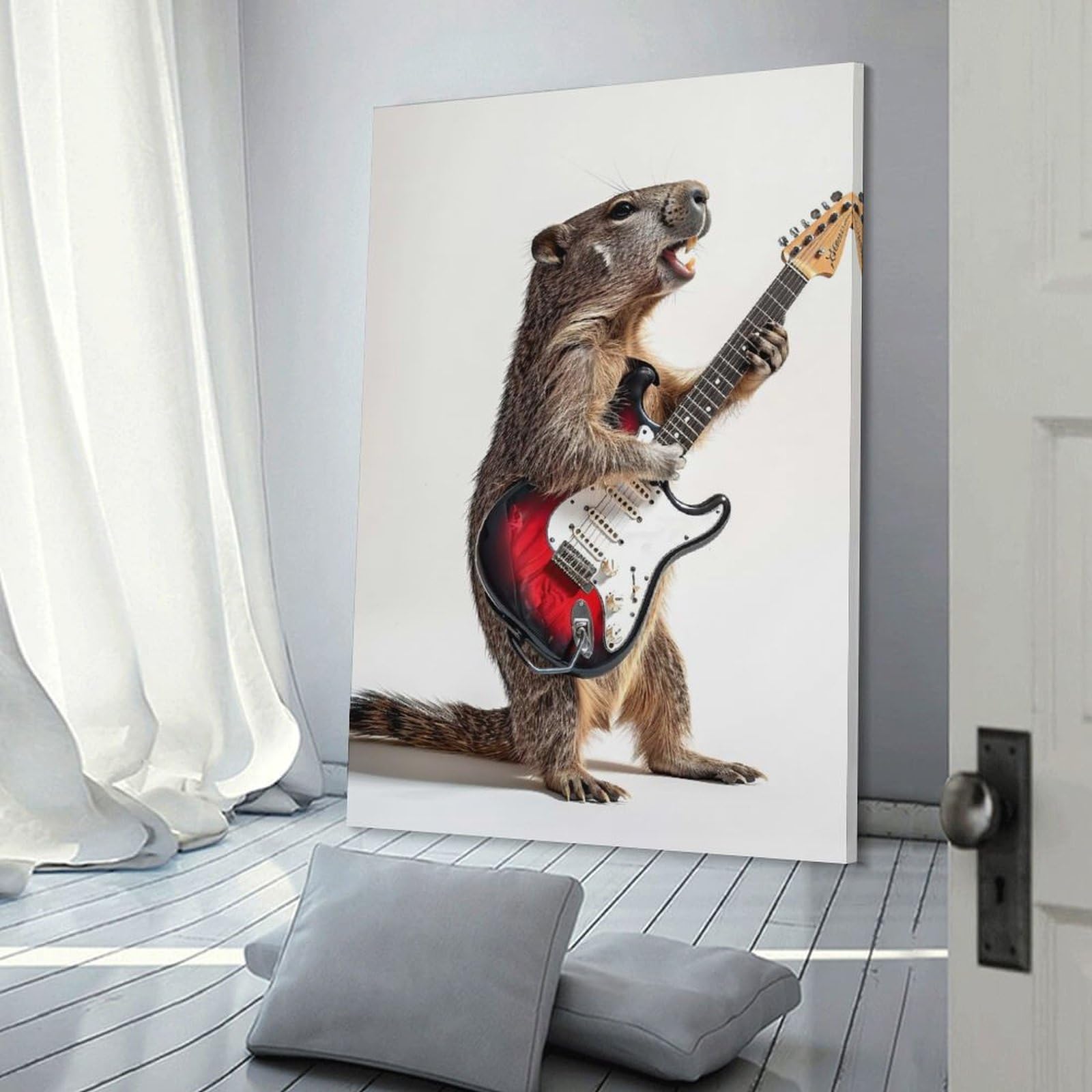 Junmoney Groundhog Guitar Canvas Wall Picture 20x30inch(50x75cm), for Contemporary Homes, Apartments Or Offices, Wall Decor with Flexible Room Appeal
