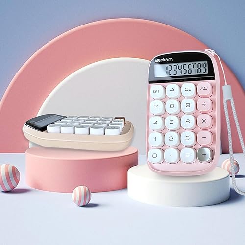 Miniatura 5 de Benkaim Calculadora de escritorio, pantalla LCD estándar de 10 dígitos, botones grandes, bonitos suministros de oficina para la escuela, negocios