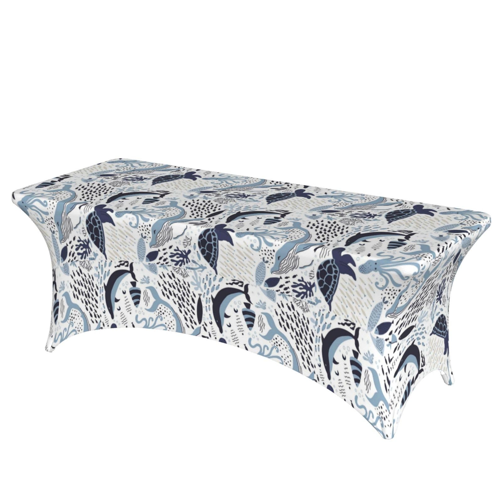 ERCgad Turtle Octopus Pattern Ocean Theme Print Rectangular Tablecloth Dining Banquet Party Events Home Celebration Table Cover