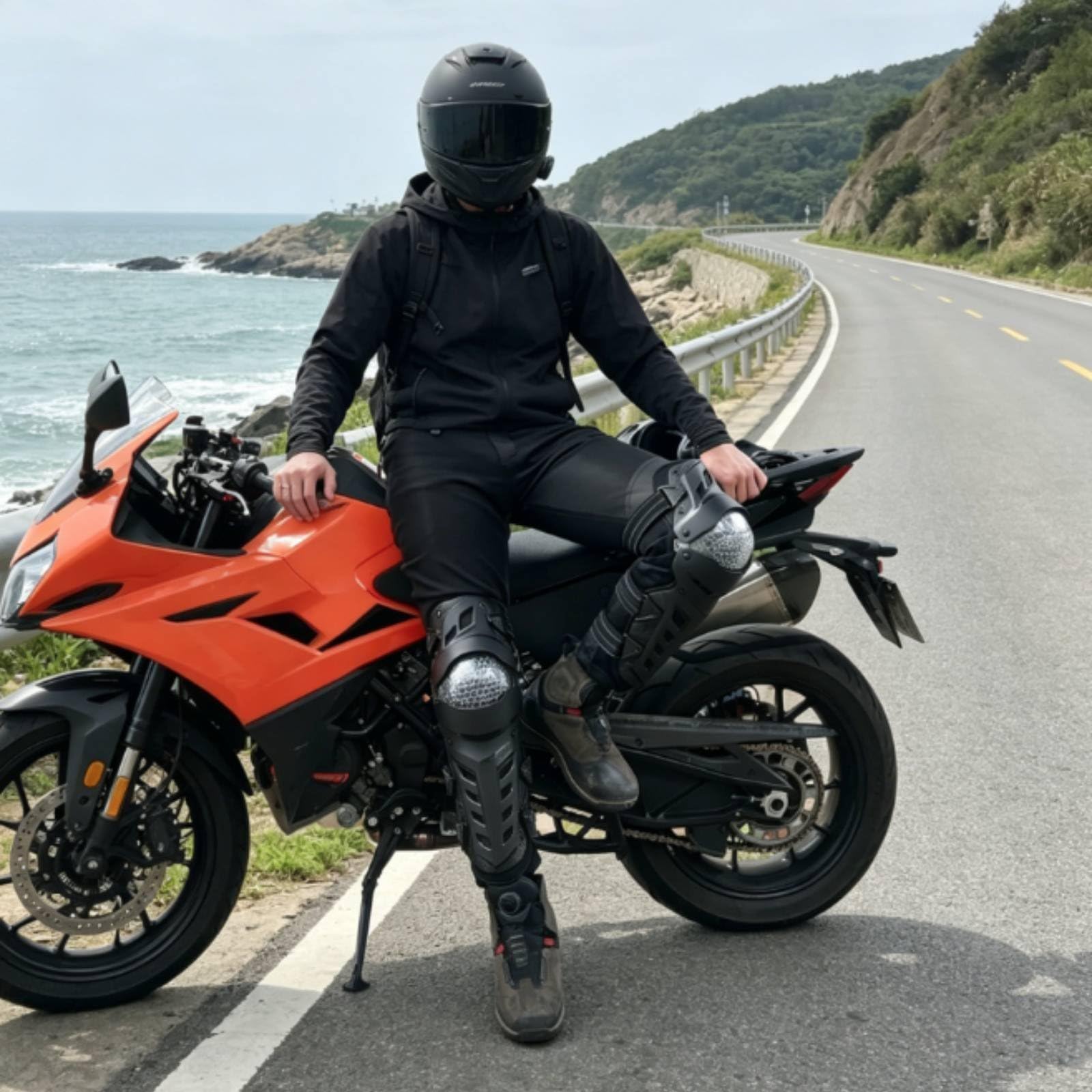 Motorrad Knieprotektor Knieschützer Knieschutz Kniegelenkstütze mit Fester Schale Und Flexibel Einstellbarer Befestigung Sichere Abdeckung Gegen Stöße