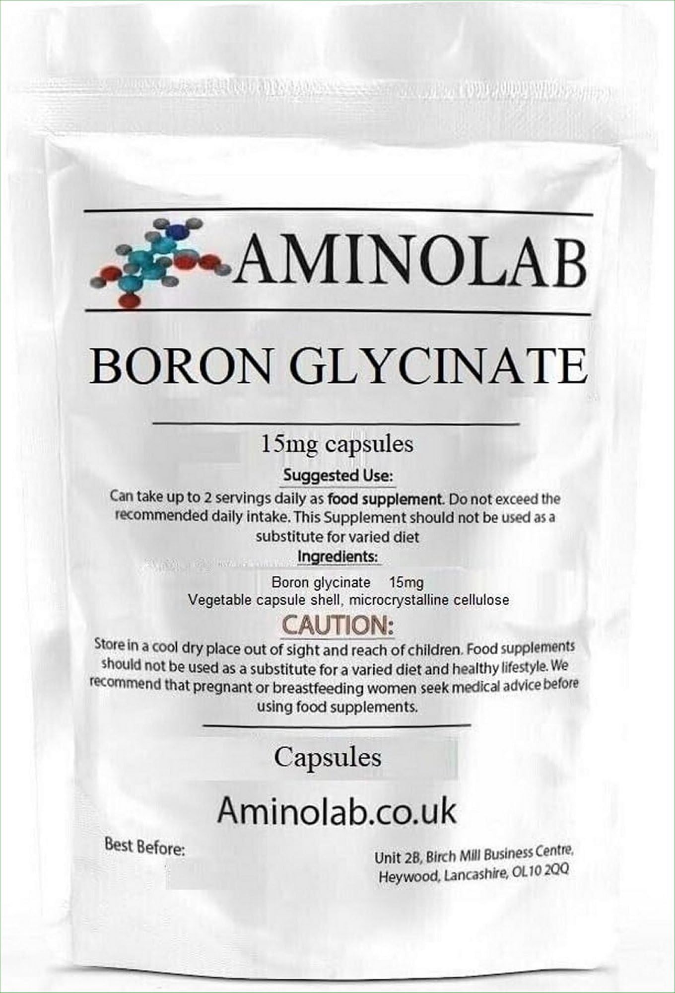 BORON GLYCINATE 15mg capsules x 120 - MEGAVITES AMINOLAB