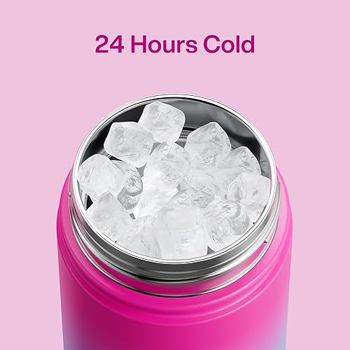 Miniatura 262 de ENCOOL Botella de agua aislada con popote, de acero inoxidable, a prueba de fugas, sin BPA, al vacío de doble pared que se mantiene fría durante 24