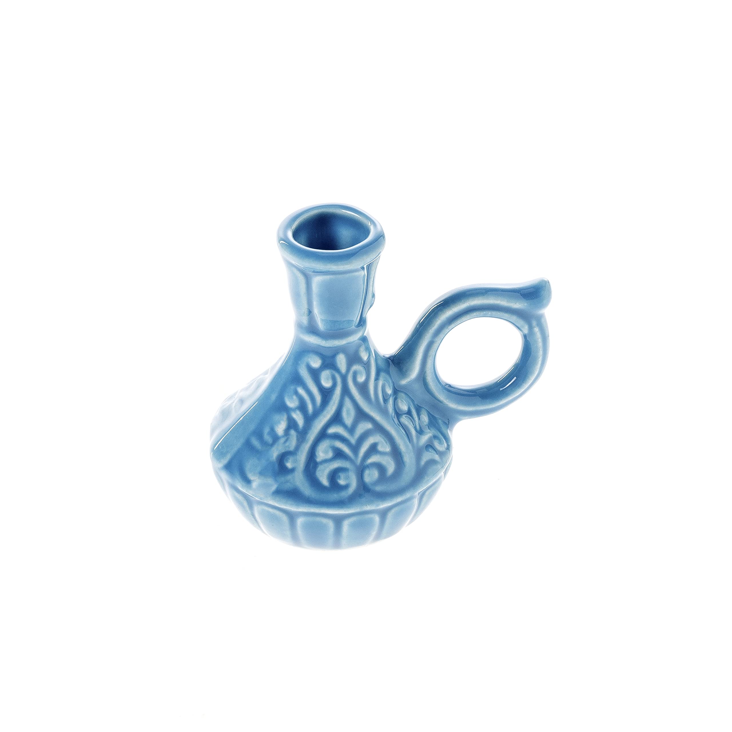Danilovo Candle Holder Jug Shape, Ceramic Candlestick for Thin Candles, Orthodox Candle Holder, Ideal for Candles up to 1.1 cm Diameter (Light Blue)