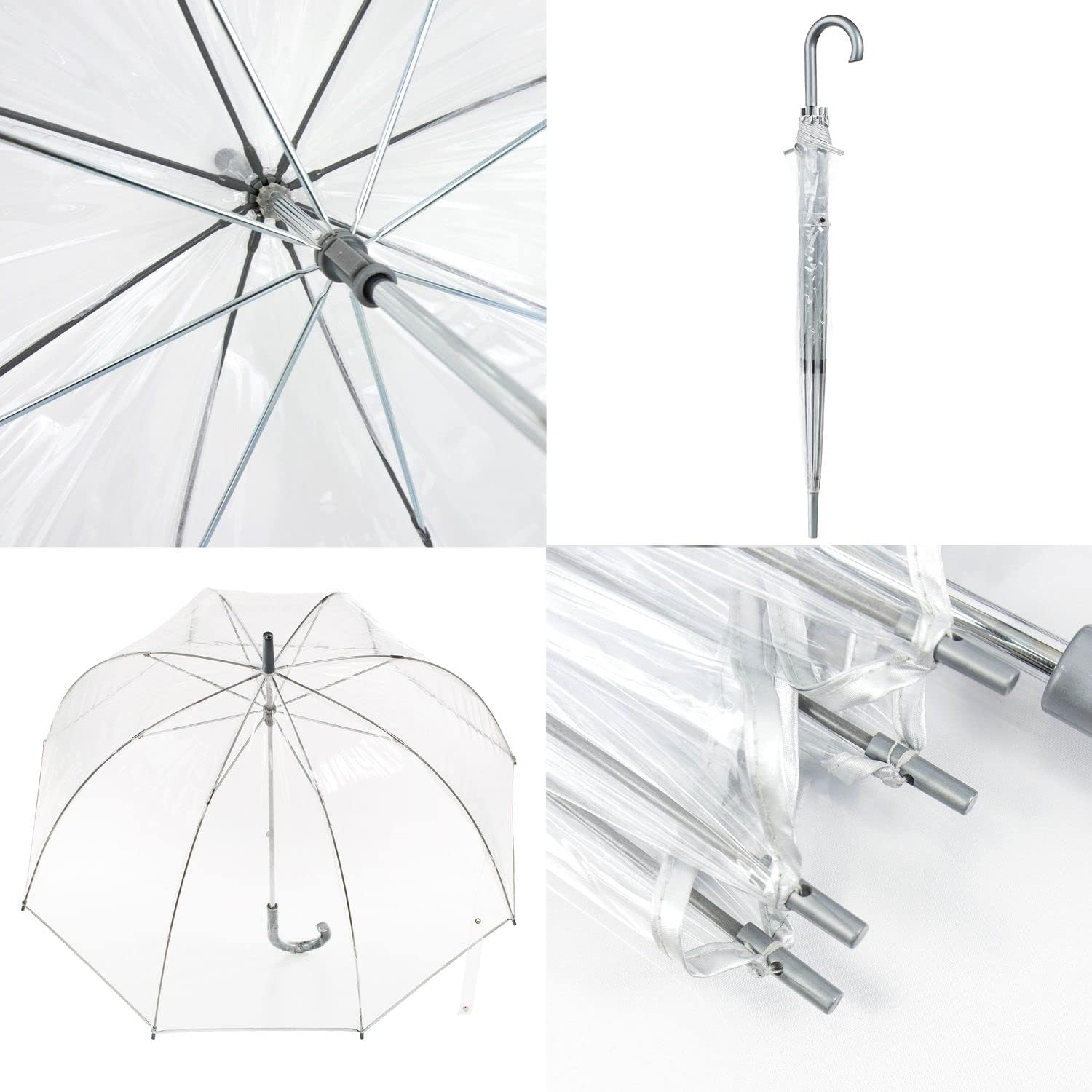 totes Adult and Kids Clear Bubble Umbrella with Dome Canopy, Lightweight Design, Wind and Rain Protection