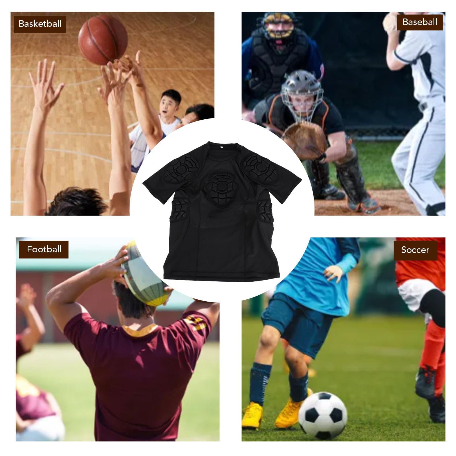 Asixxsix Camisa de Portero, Camisa de Compresión Acolchada de Eva, Equipo de Protección de Fútbol Guardia de Costillas de Costumbra para Hombres Lacrosse de Paintball de Baloncesto de