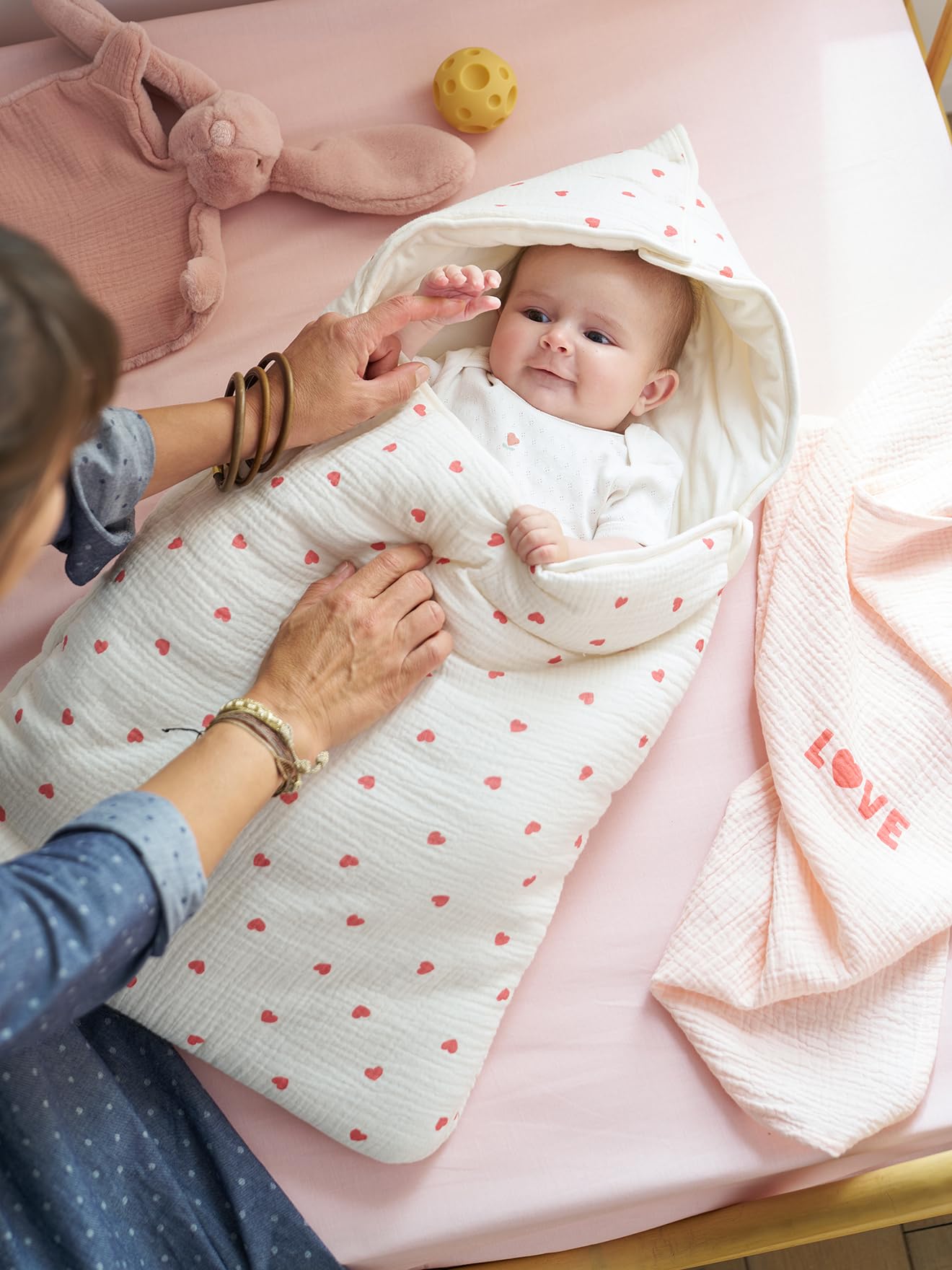 VERTBAUDET Nid Ange Enveloppant Poussette Siège Auto en Coton