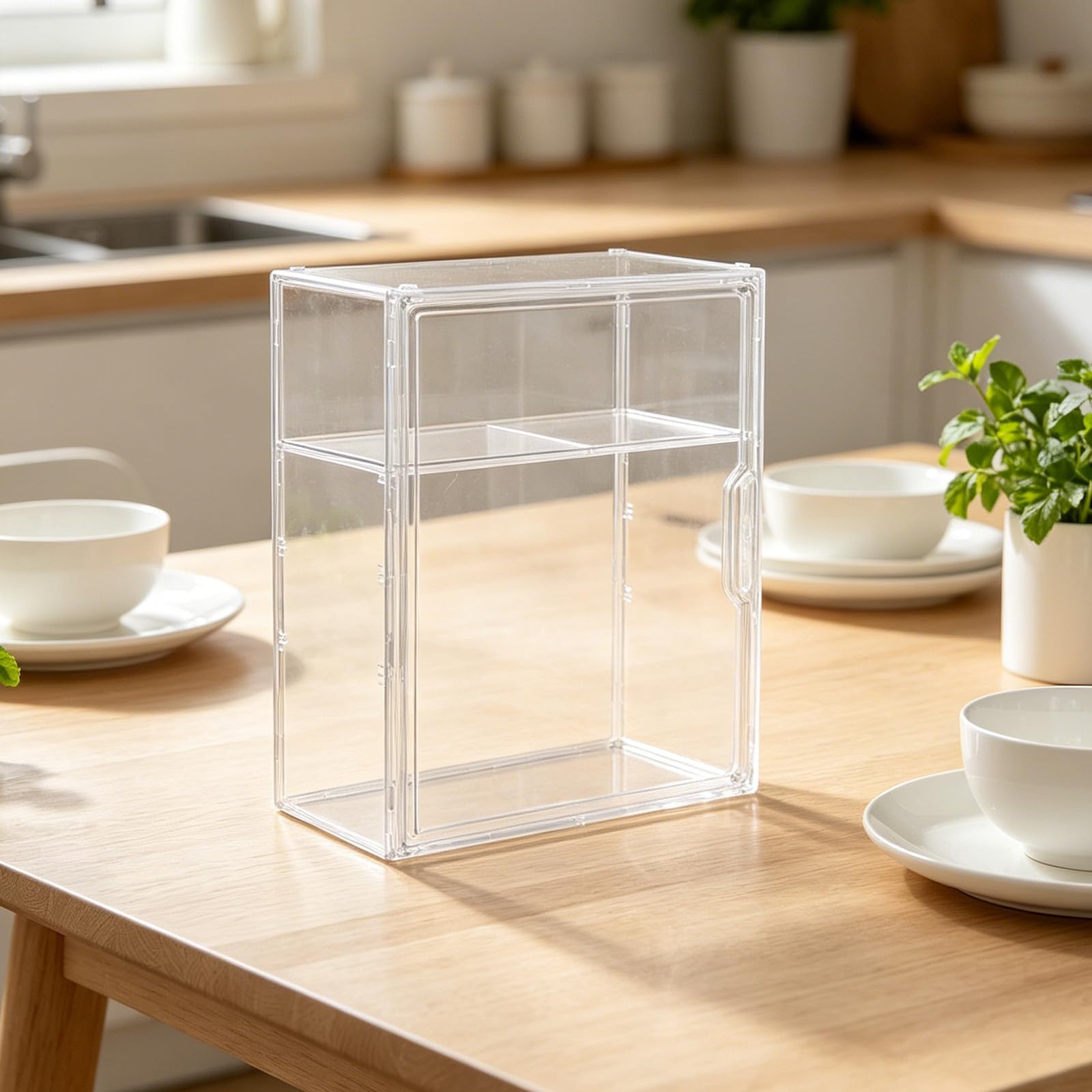 Coffret de Rangement pour Biberons et Accessoires Bébé en Acrylique Transparent 3 Niveaux Empilable, pour Poste de Soin et Organisation Pratique