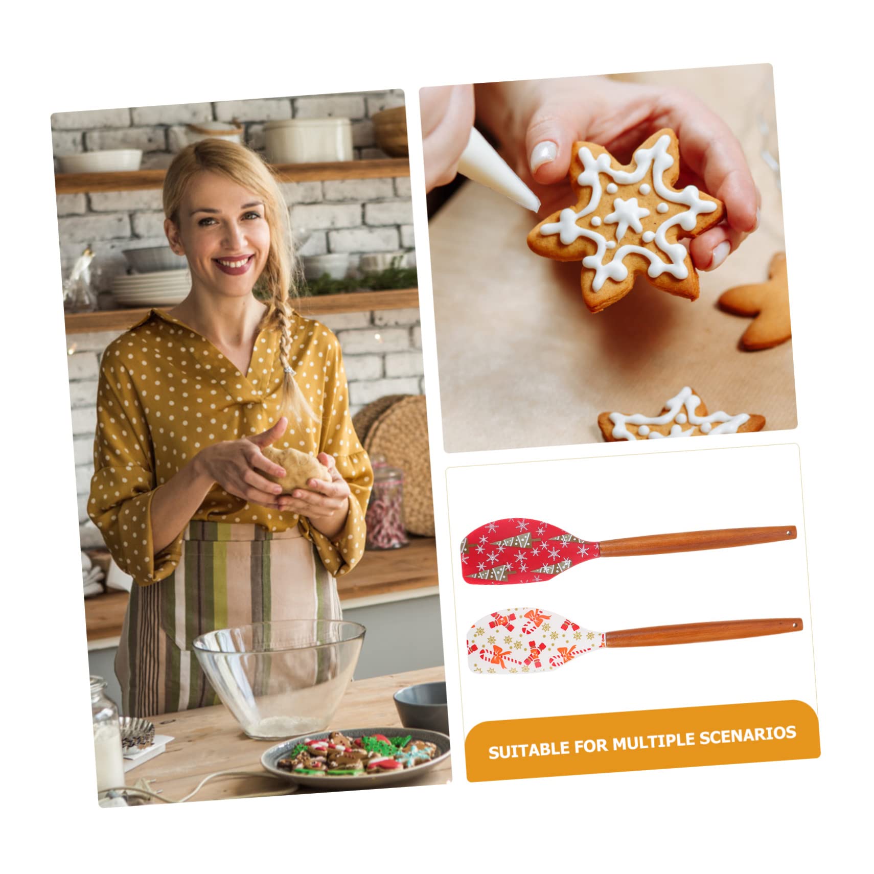 Cabilock 5 Sätze Weihnachtlicher Silikonspatel Zum Gären Von Fondant Tortenausstecher Wender Backzubehör Plätzchenbäcker Kuchendekorationsset Pfannkuchenmacher Flipper 2 Stück * 5