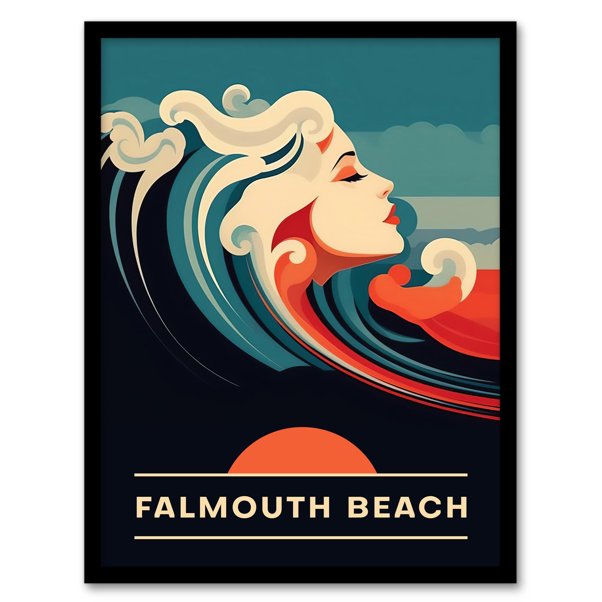 Seaside Calls Falmouth Beach England UK Siren Waves Wall Art Poster Print