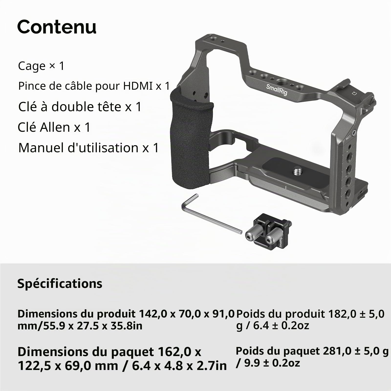 SMALLRIG Hawklock Kit de Cage à Dégagement Rapide pour Sony Alpha 6700, avec Plusieurs Interfaces de Montage, Plaque de dégagement Rapide pour Arca-Swiss et Rail OTAN, avec Serre-Câble de HDMI - 5060