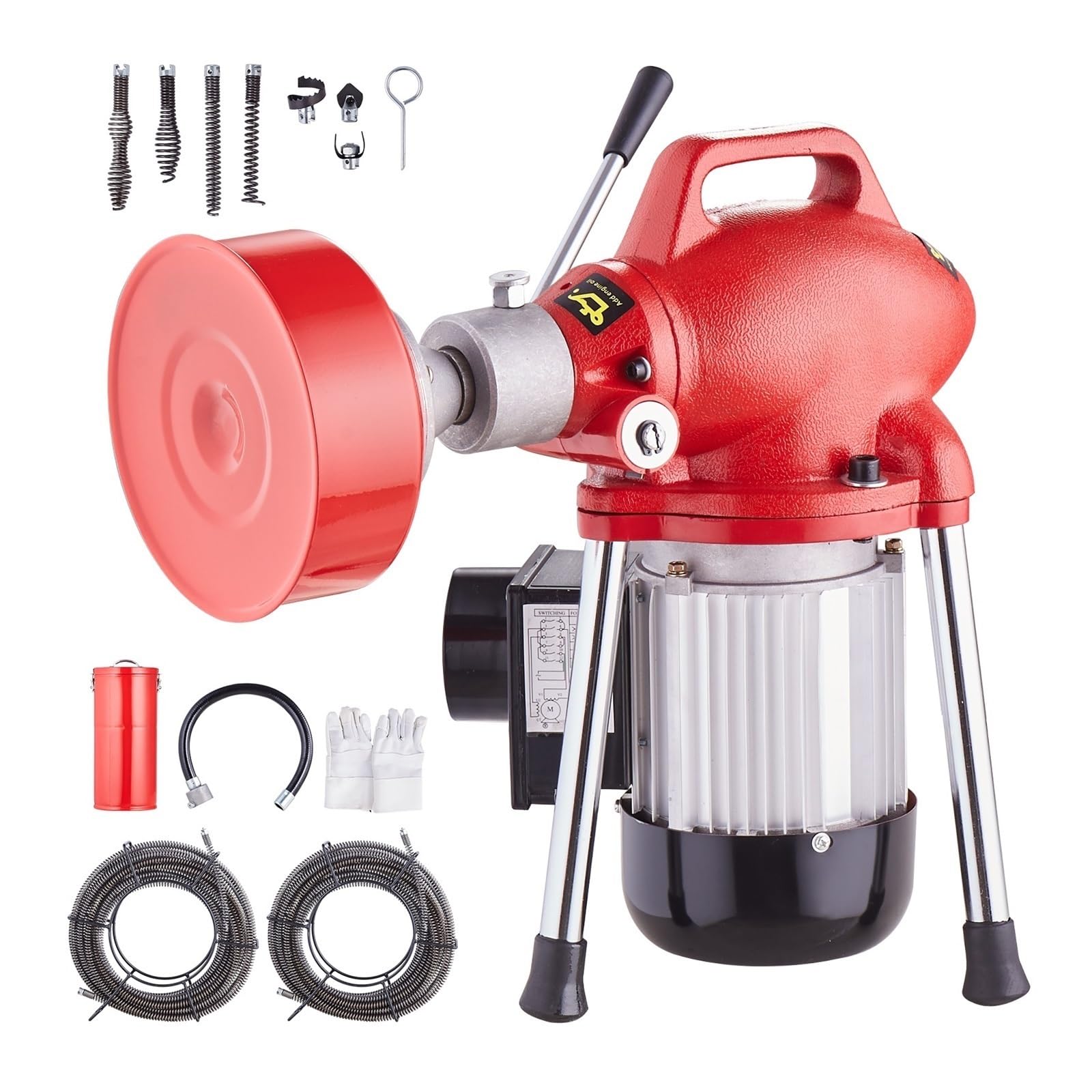 Drain Cleaner Machine Electric Sewer Snake Auger Manual Feed Steel Cables for Pipes Powerful Clearing Capability