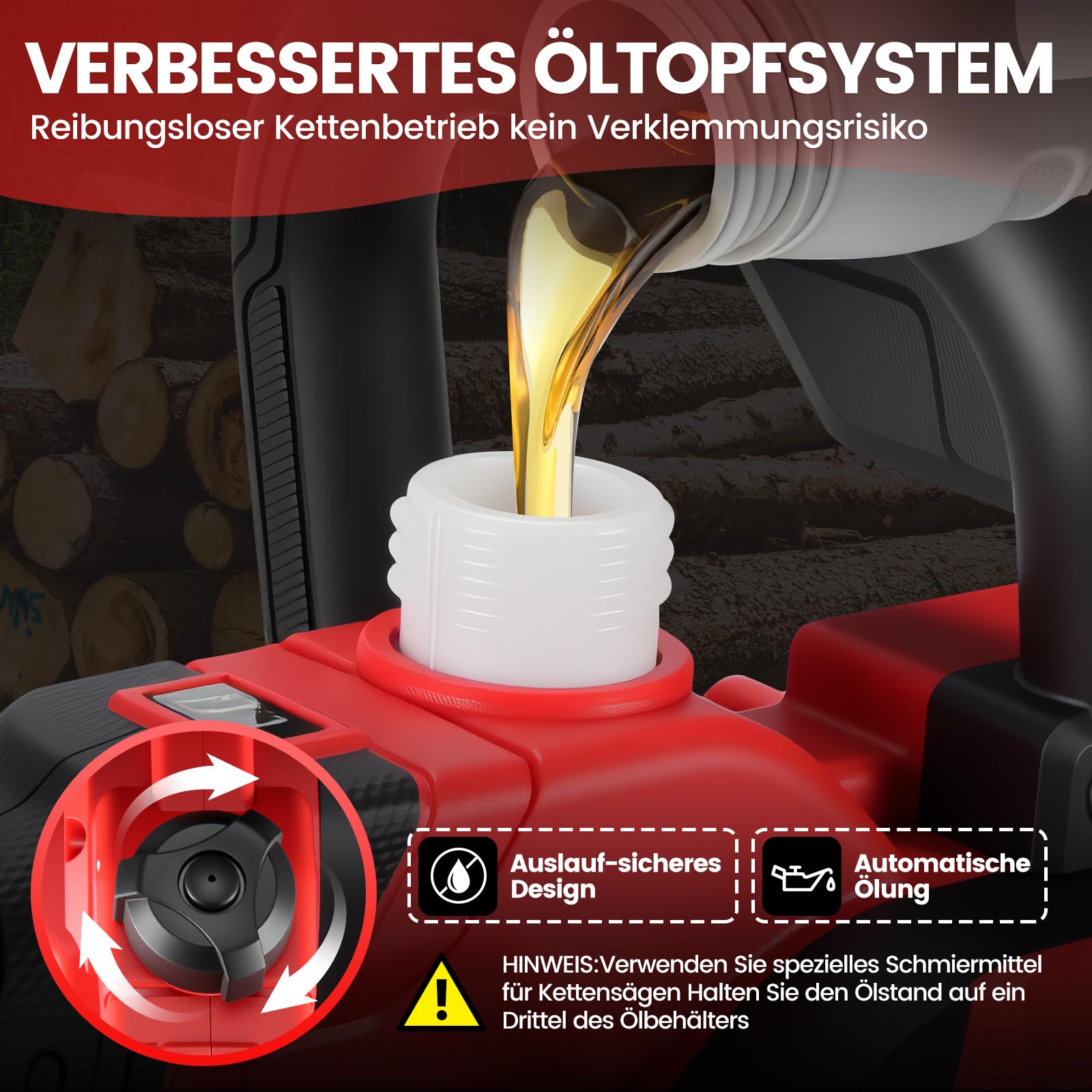 Akku Kettensäge Kompatibel mit Makita Akku, 12 Zoll Astsäge Akku Bürstenlosem Motor mit 2×4Ah, 2 Ersatzketten, Elektro-Kettensäge mit Autom. Kettenschmierung, ideal für Gartenholz & Äste