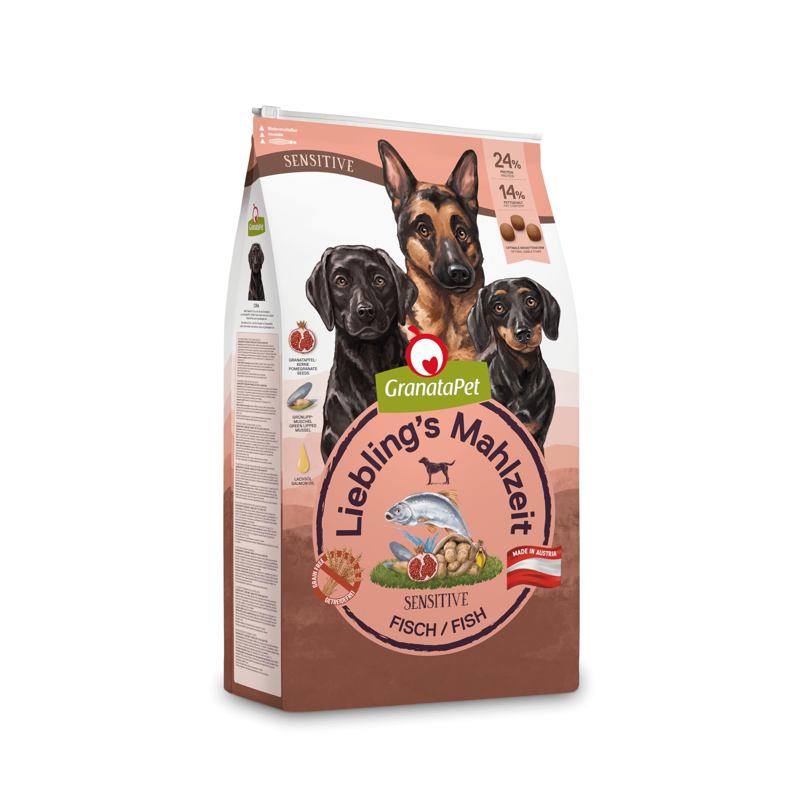 GranataPet Lieblings's Mahlzeit Fish Sensitive, Comida Seca para Perros, Comida para Perros sin Cereales y sin azúcares, pienso Completo, 10 kg