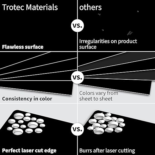 Miniatura 4 de Trotec TroLase - Lámina de plástico de doble color para grabado láser, 12 x 20 x 132 pulgadas, 4 unidades, negroblanco, brillo de 2 capas, acrílico