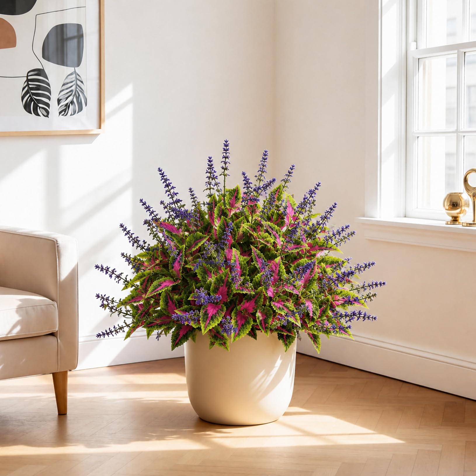 20 Paczek Sztucznych Roślin Na Balkon Sztuczne Kwiaty Do Wewnątrz I Na Zewnątrz Dekoracyjne Sztuczne Rośliny Do Sypialni Biura I Dekoracji Domu Purple,One Size