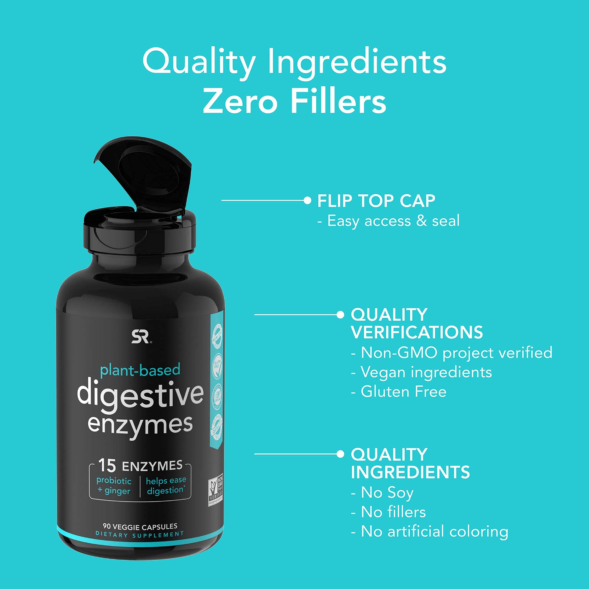 Digestive Enzymes with Probiotics and Ginger Plant Based Supplement