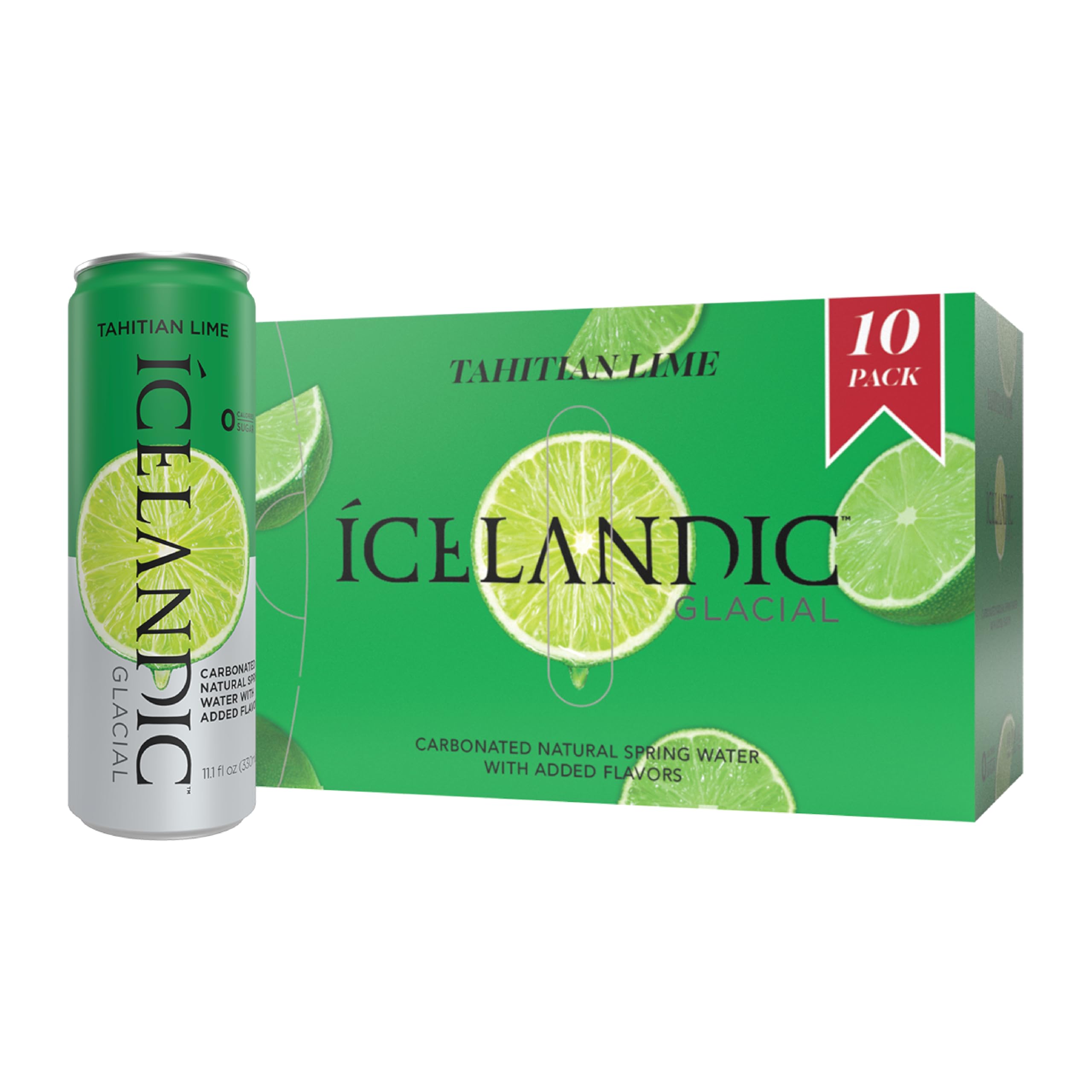 Icelandic Glacial Sparkling Water, Tahitian Lime, 330 ml Cans, 10 Count