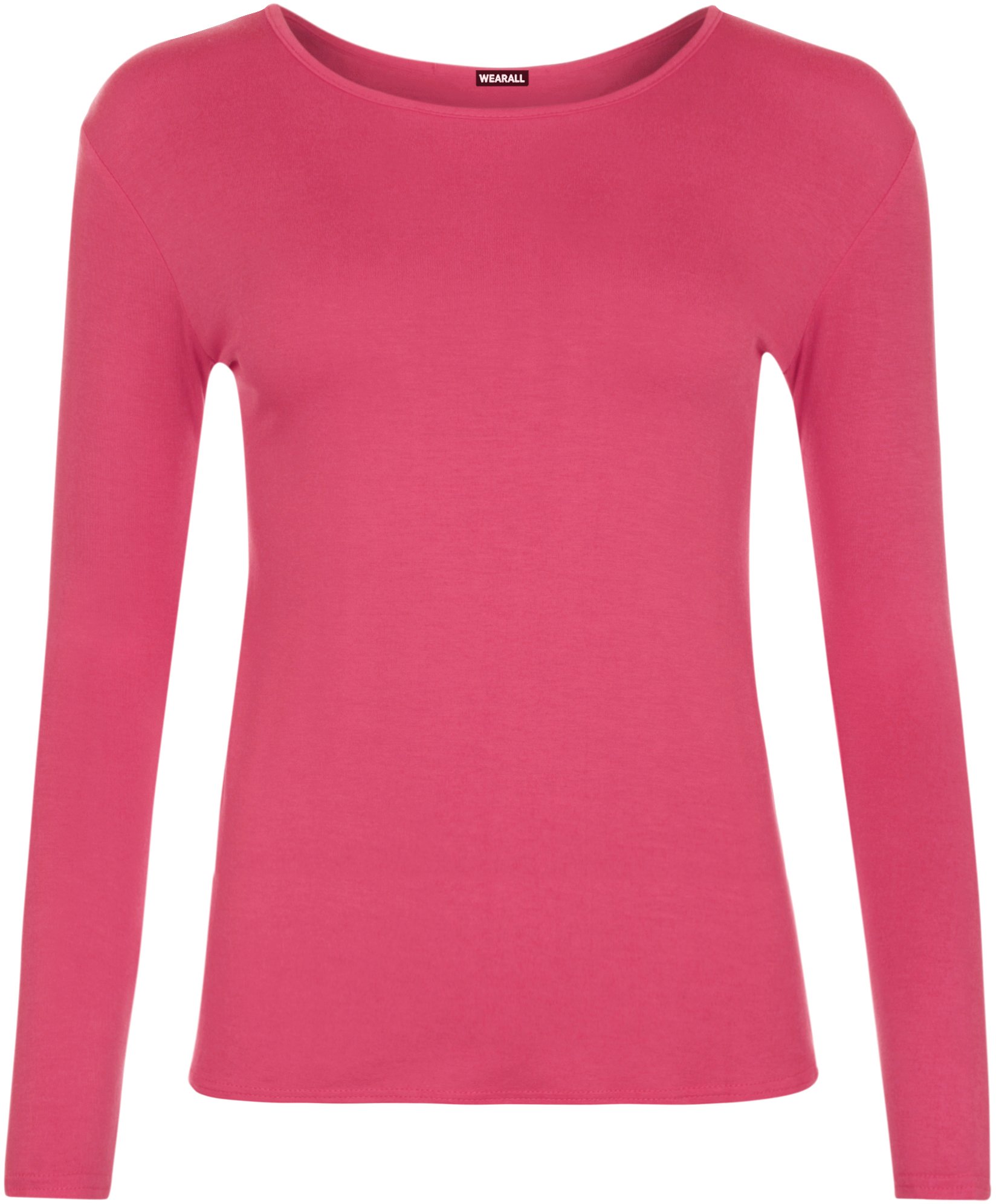 Wearall Women's Cerise New Plus Size Long Sleeve T-Shirt Stretch Plain Top 20/22