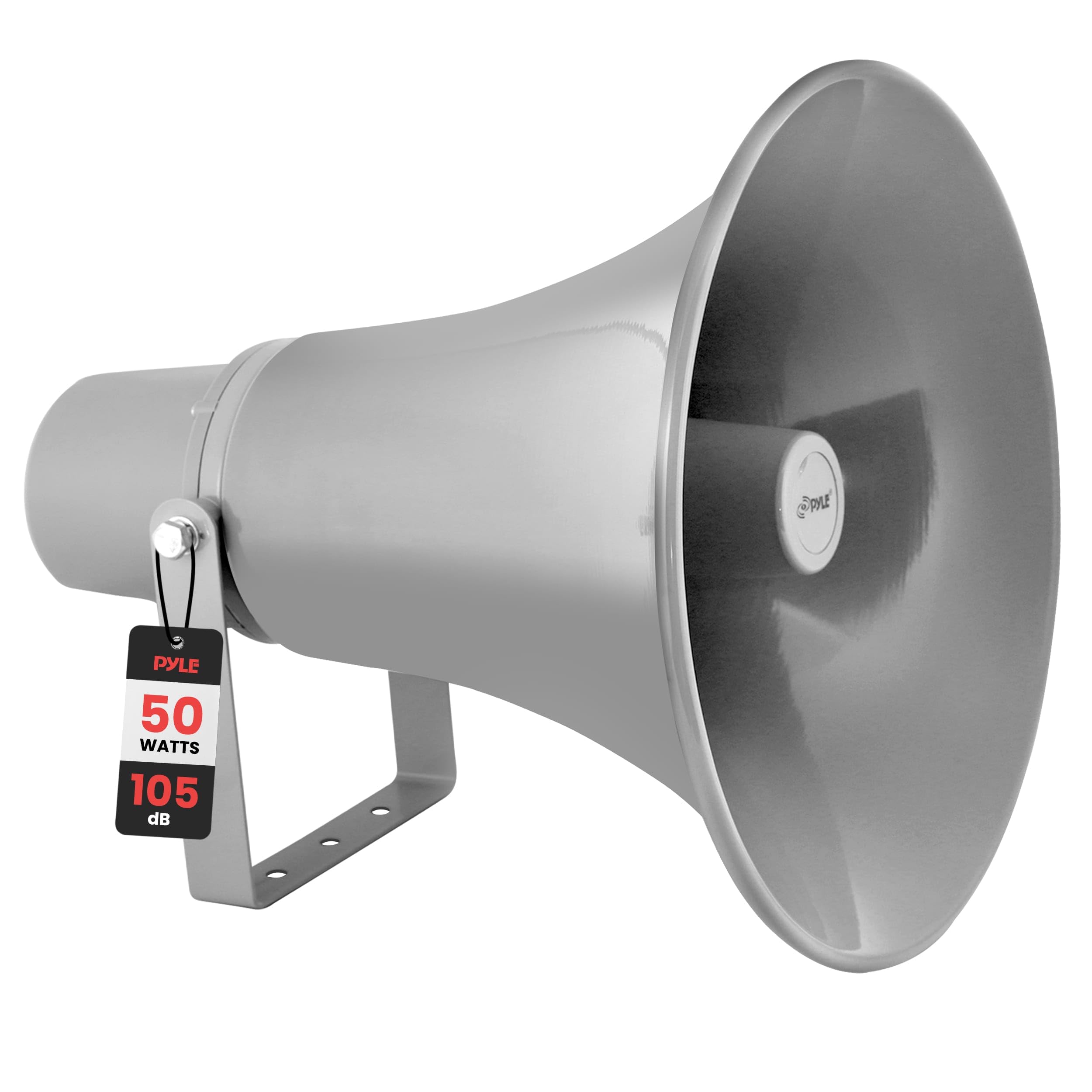 Pyle 50W Compact PA Horn Speaker - 13.5 Inch Indoor/Outdoor Megaphone with 400Hz-5KHz Range, 8 Ohm, 70V Transformer & Mounting Bracket for 70V Sound Systems (PHSP131T)