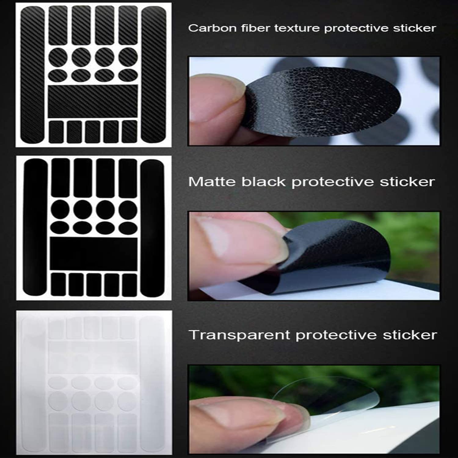 Lot De 3 Films De Protection En Carbone Pour Cadre Vélo - PVC Adhésif - 23.5x18.5 Cm - Anti-rayures
