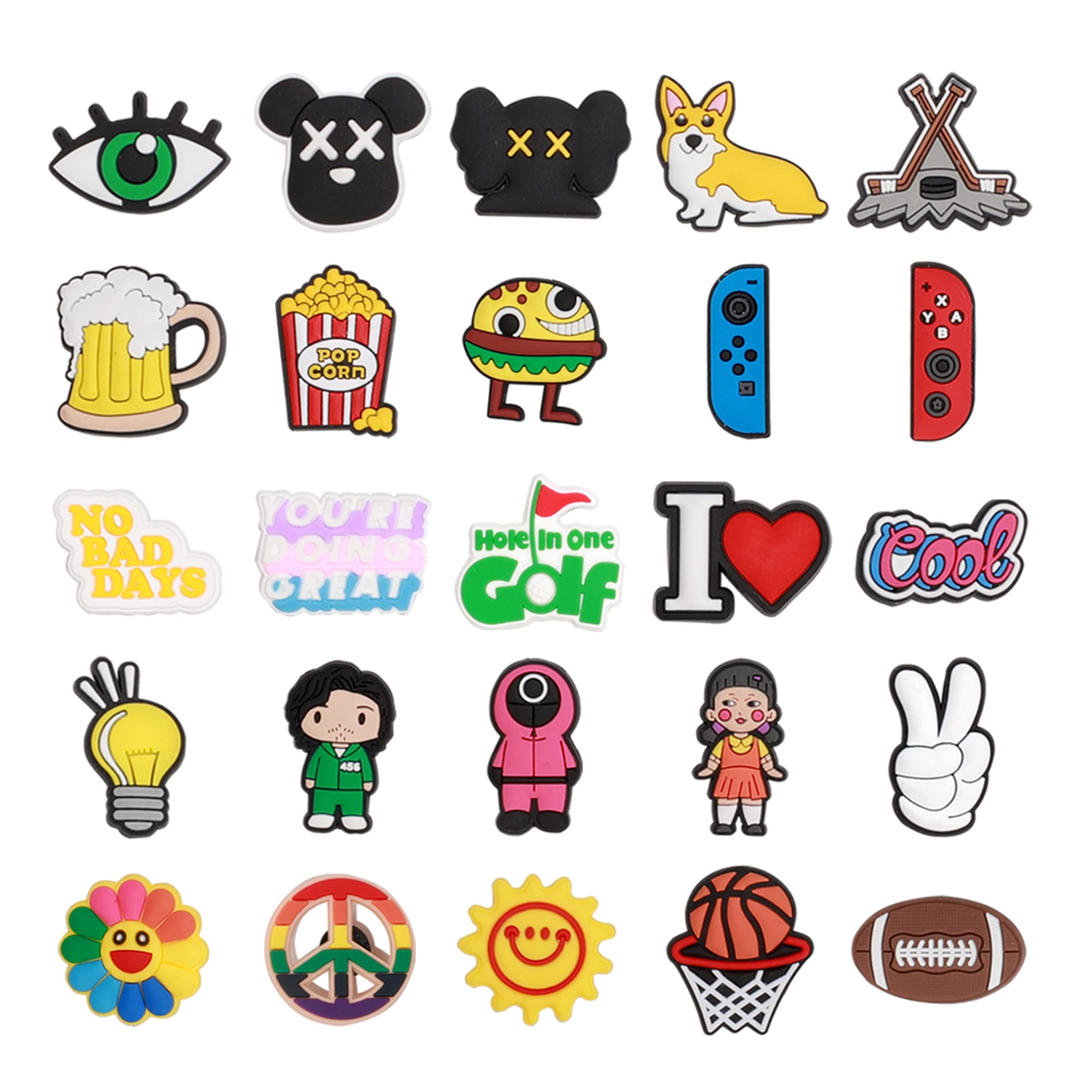 FRANKTECH Golf Club Covers Pins, 10pcs or 25pcs PVC Plastic Decoration Charms, Funny Add On, Compatible to Golf Head Covers