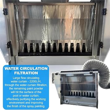 Water Curtain Airbrush Spray Booth, Airbrush Spray Booth with Waterfall Exhaust Syste, Touch Control Operation, 3 Color LED Lights, Ideal for DIY Art Crafts Models Cakes Nails