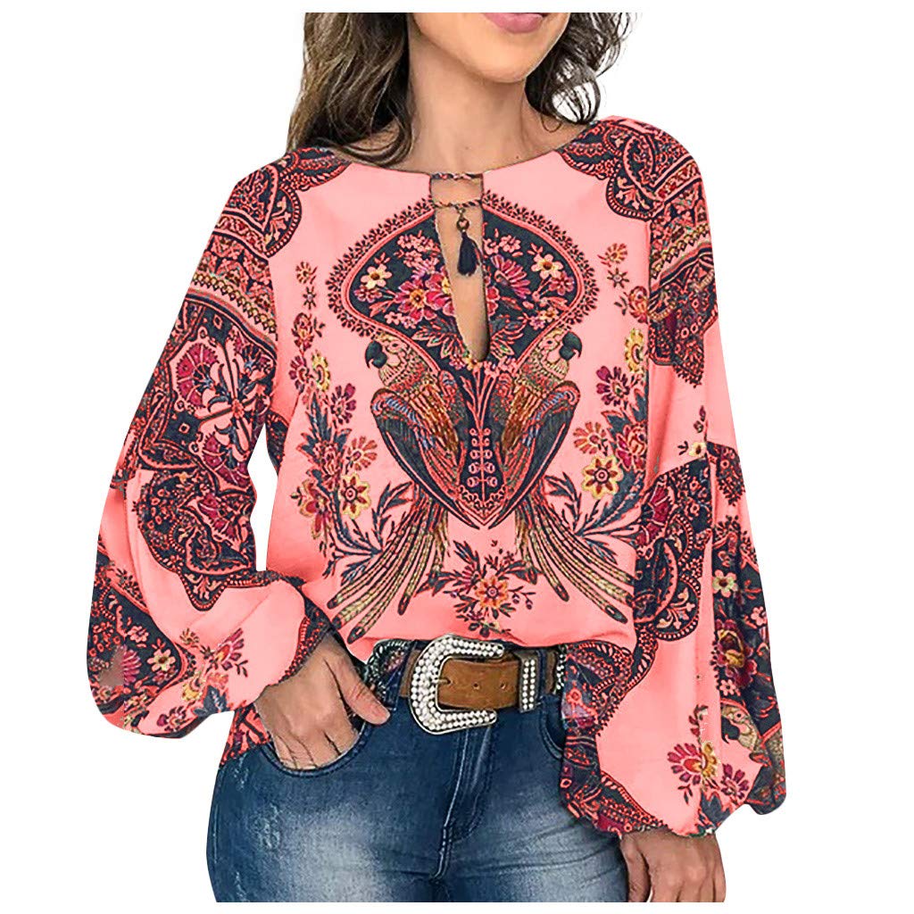 Blouses for Women Beach Printing Leisure Time On Vacation Shirts Boho Comfy Soft Long Sleeve Tops