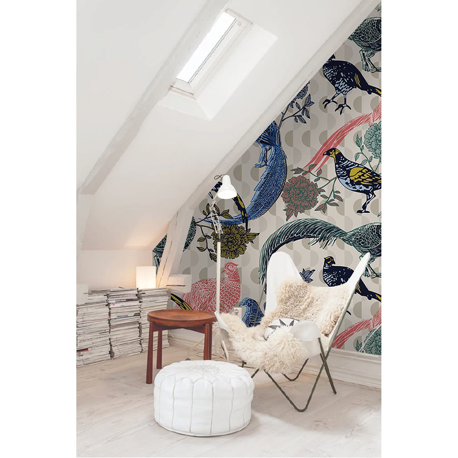 Papier peint fleurs d'oiseaux vintage 290x290cm mural pour salon cuisine