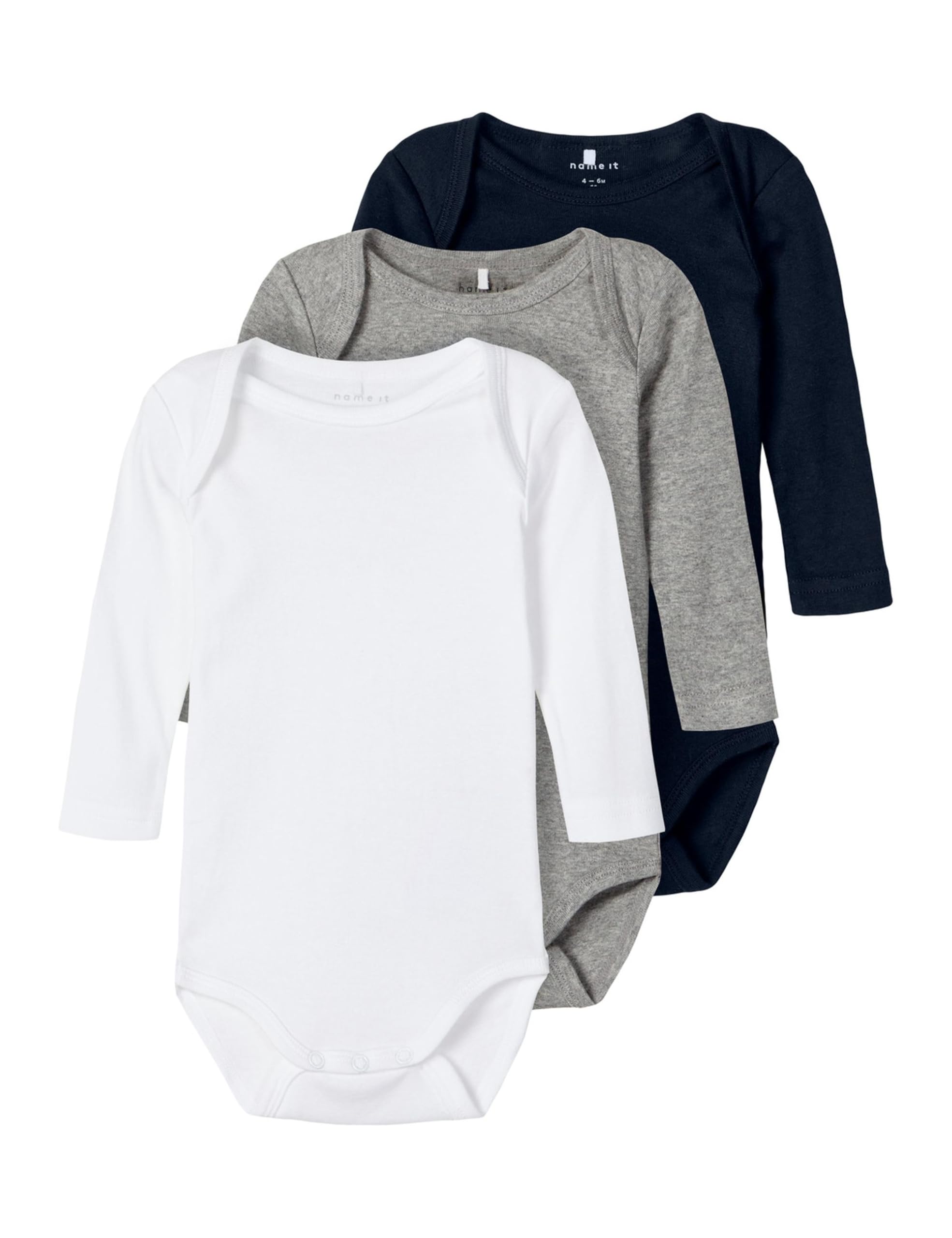 NAME IT 3er Pack Unisex Langarm Baby Bodys aus Bio-Baumwolle