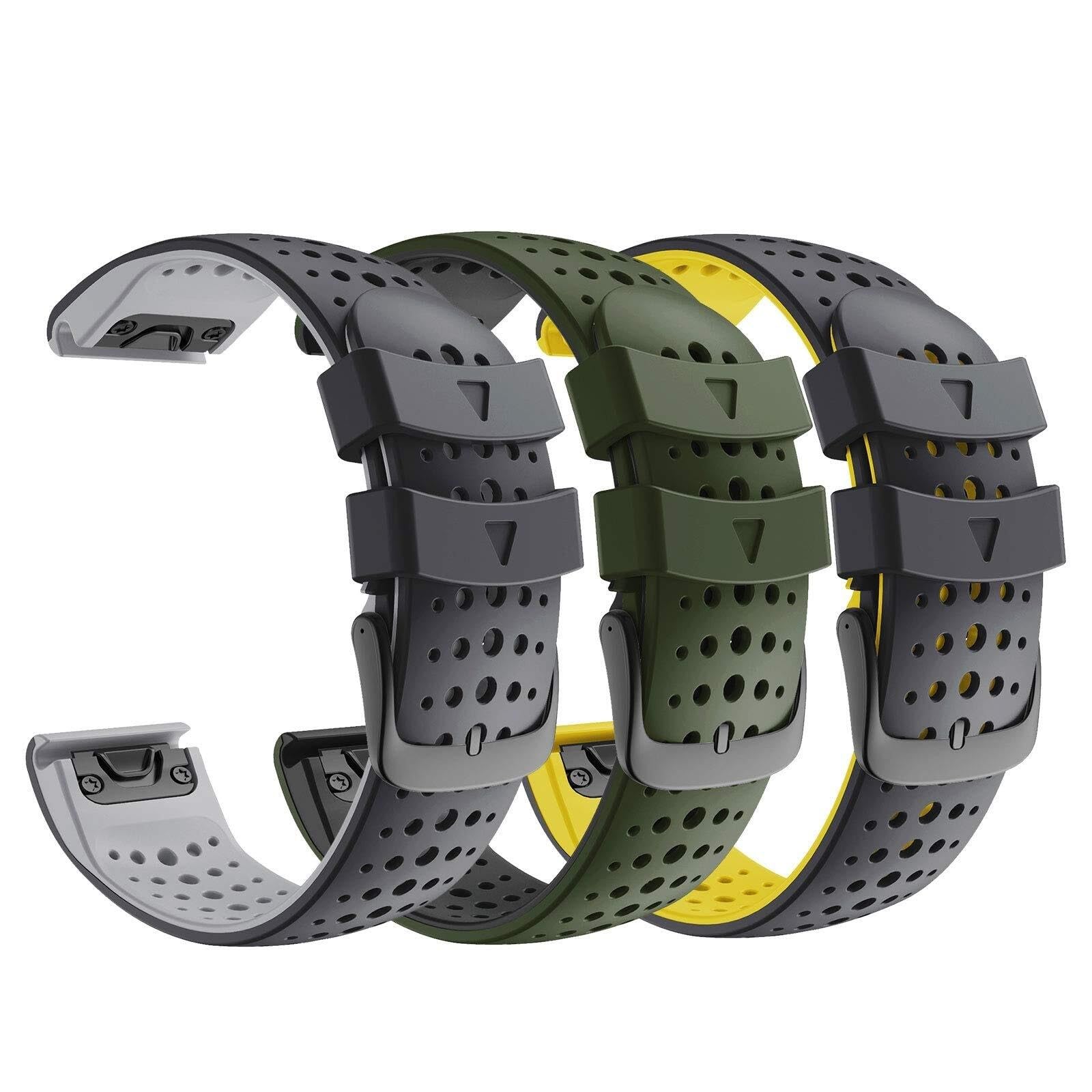 JDIME Silikonowy pasek do zegarka 22 mm do zegarka Garmin Fenix ​​6, 7, 8 Sapphire, 6 Solar, 5 Plus, 4, Forerunner 935, 945, 955, 965