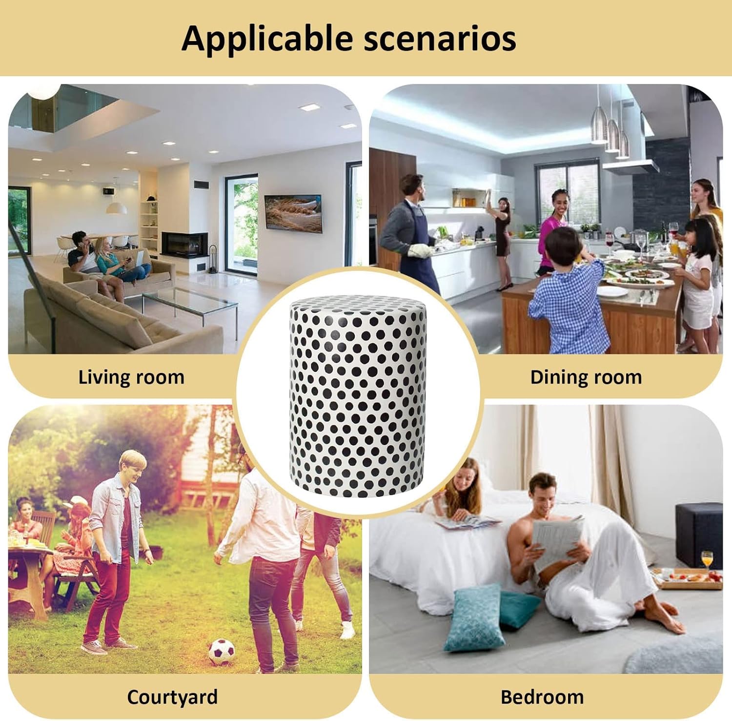 Decorative Ceramic Garden Stool, Glazed Black and White Mottled Mushroom Stool for Changing Shoes, Suitable for Outdoor Garden, Living Room, Terrace, Etc. (Color : B)