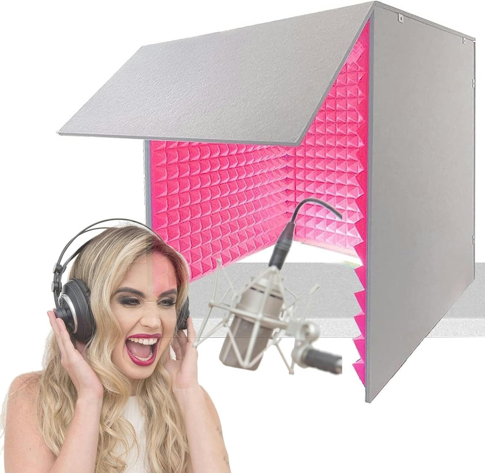 Cabina de aislamiento de micrófono insonorizada, caja de grabación vocal portátil, cubo de tratamiento acústico de escritorio para mejorar la calidad de audio
