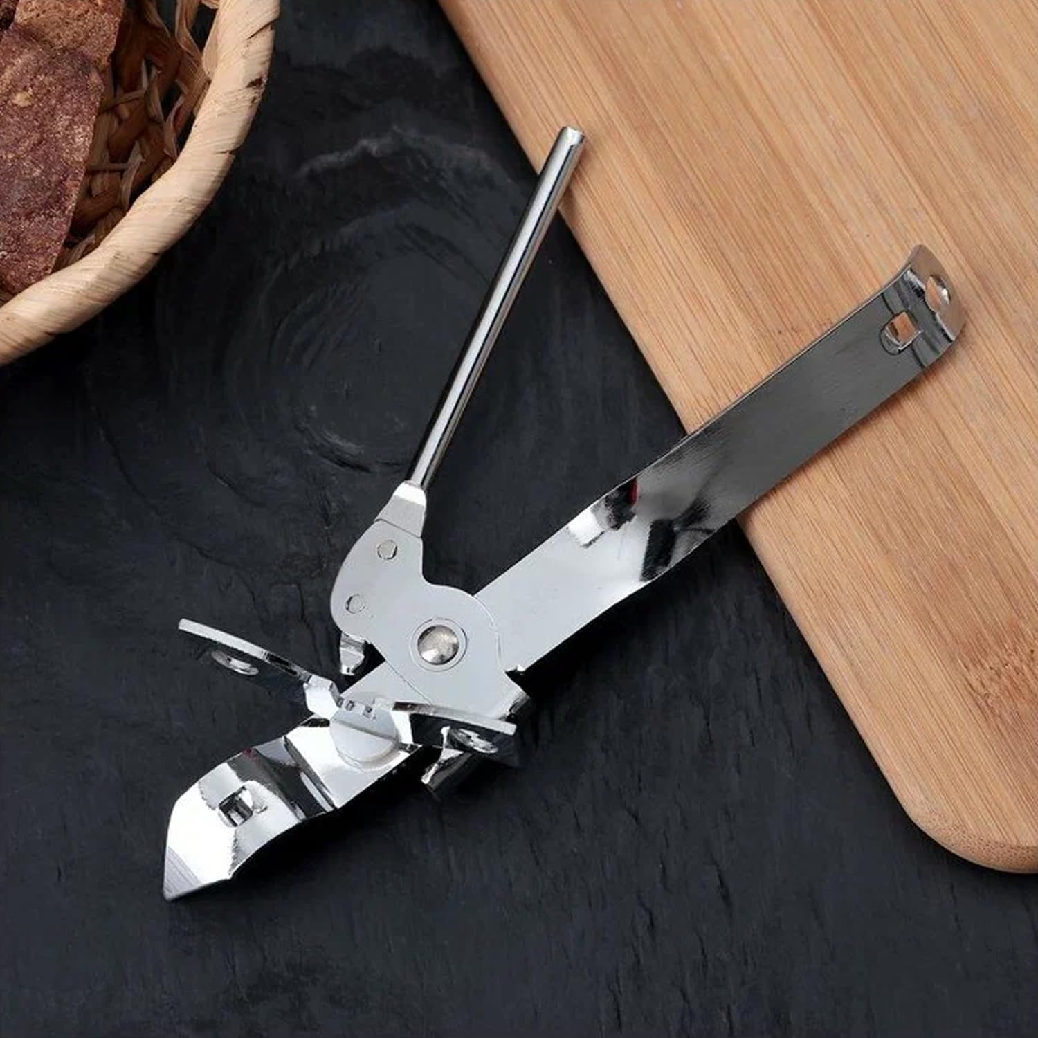 AEX Tragbarer manueller Dosenöffner aus Edelstahl mit Schmetterlingsmotiv, sicherer, robuster Dosenöffner mit rutschfestem Griff und einfachem Griff, ideal für die Küche, silberfarben