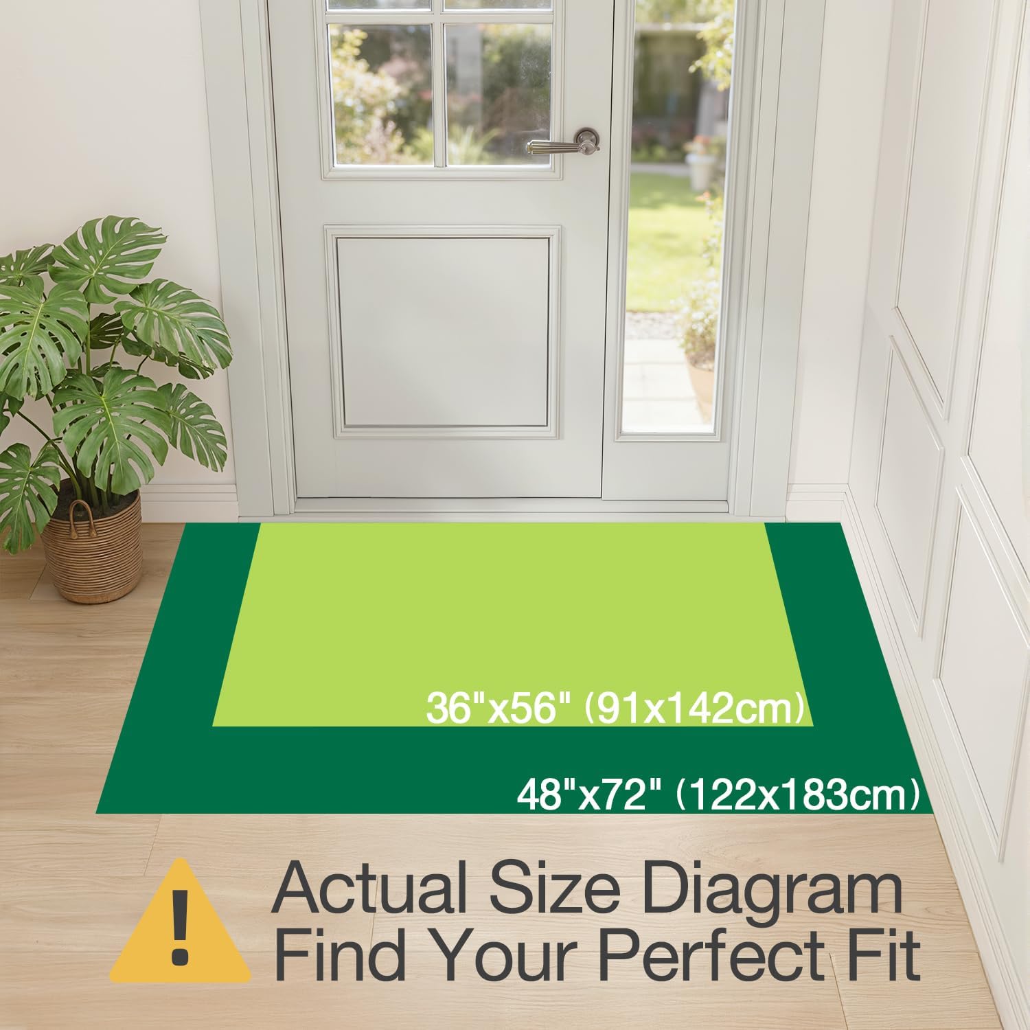 LUMI Ultra Thin Indoor Door Mat for Entrance 48"x72", Non Slip Entryway Mat, Low Profile Doormat, Unique Herringbone Design Carpet for Inside, Patio, Porch, Gray - Image 2