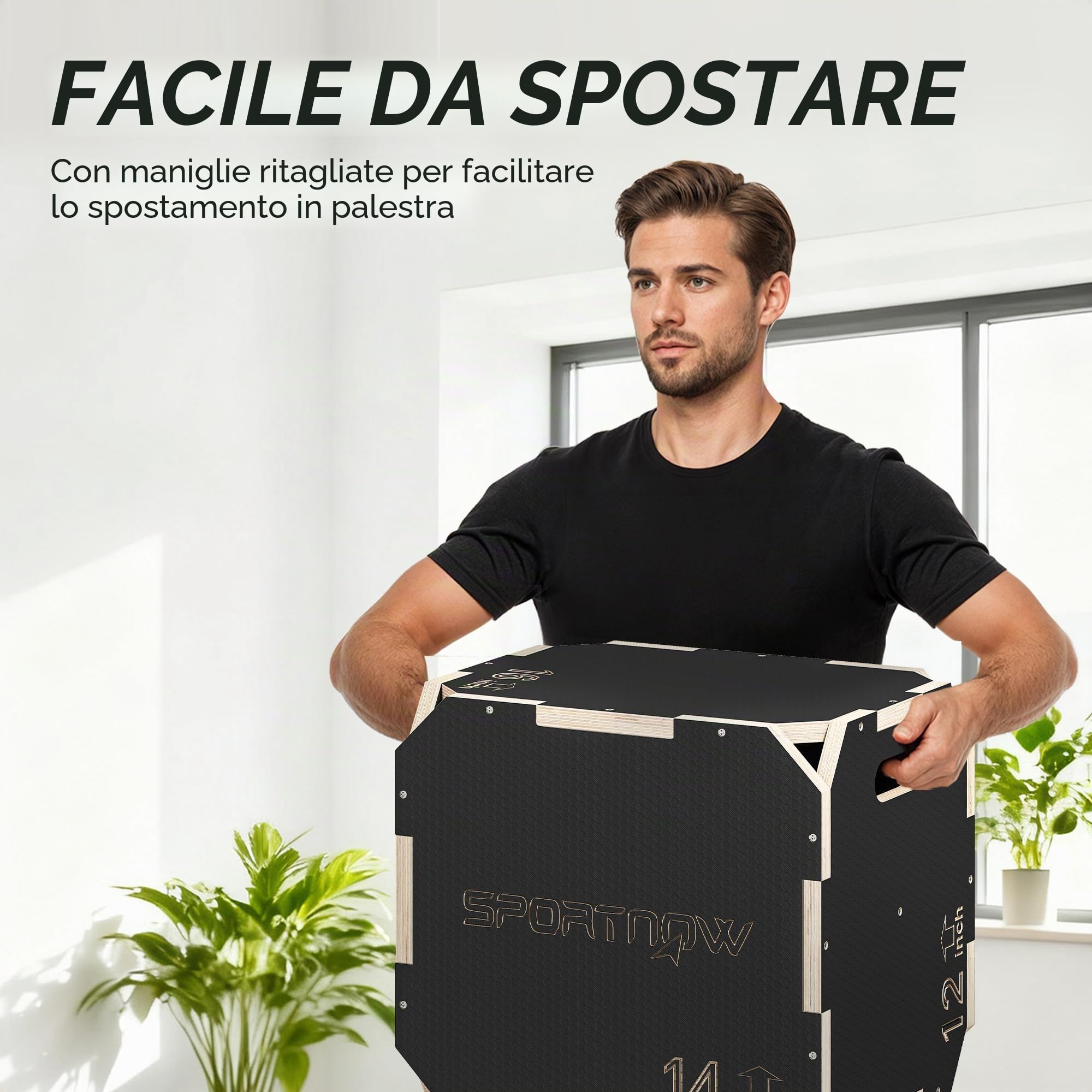 SPORTNOW Cassetto pliometrico in legno 3 in 1, piattaforma in scatola pliometrica con 3 altezze regolabili, manici, senza angoli, allenamento di salto, forza, per casa, palestra ed esterno