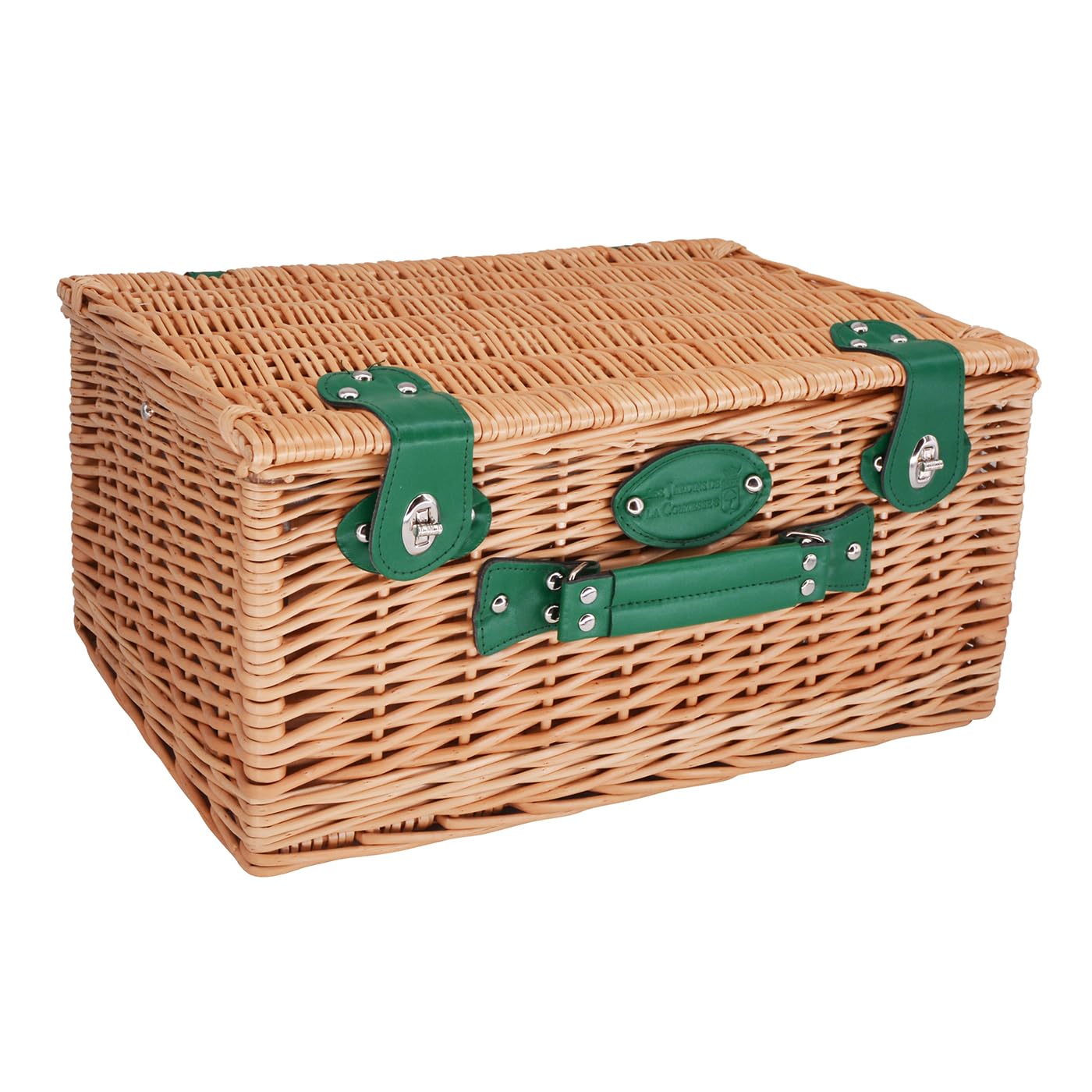 Les Jardins de la Condesa Cesta Picnique Marly, Mimbre, Verde, 4 kg, 46x31x23 cm, Servicio para 4 Personas, Compartimiento Aislado