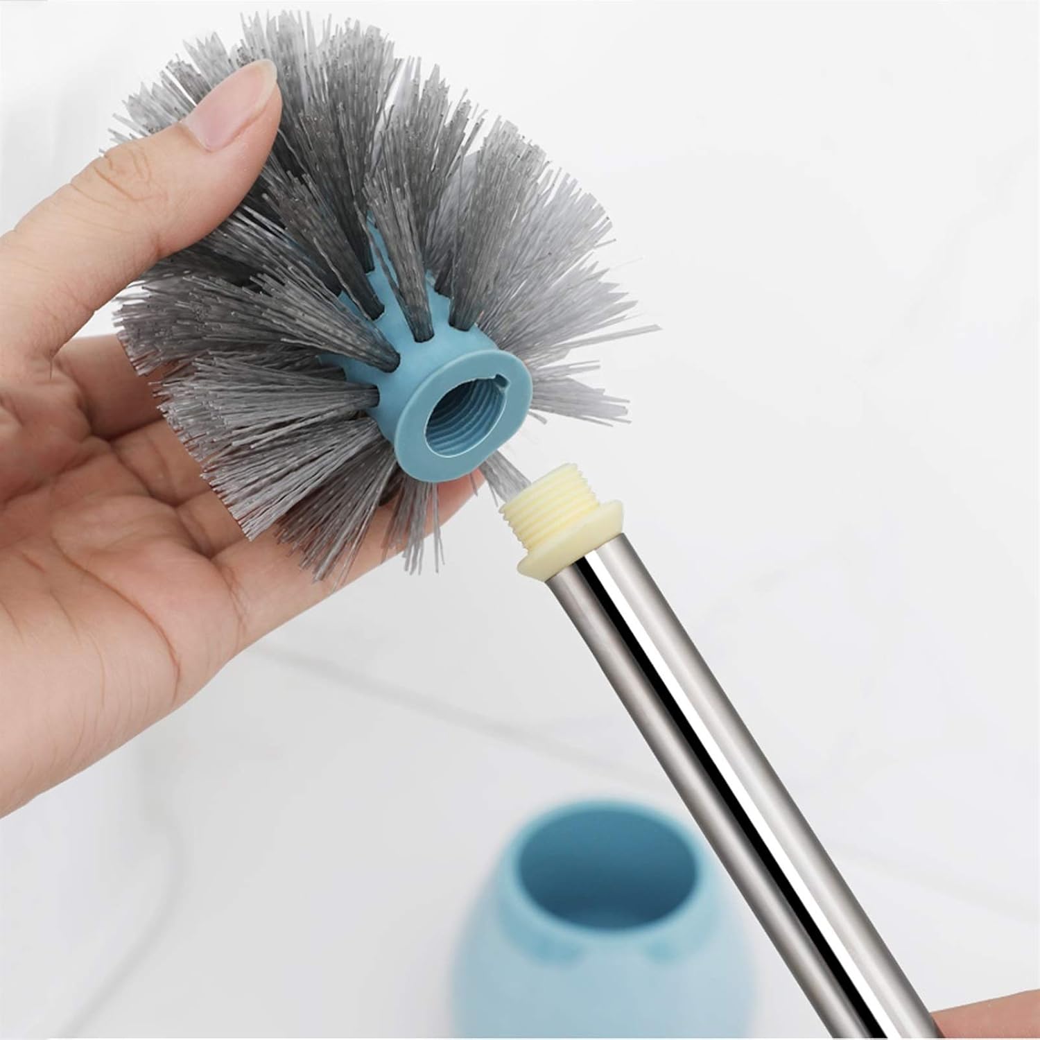 Toilet Brush Holder Household Toilet Brush with Stainless Steel Long Handle 360 Degree Cleaning Toilet Toilet Brush Set a Good Gift for a Friend's New Home Toilet Brush Holders