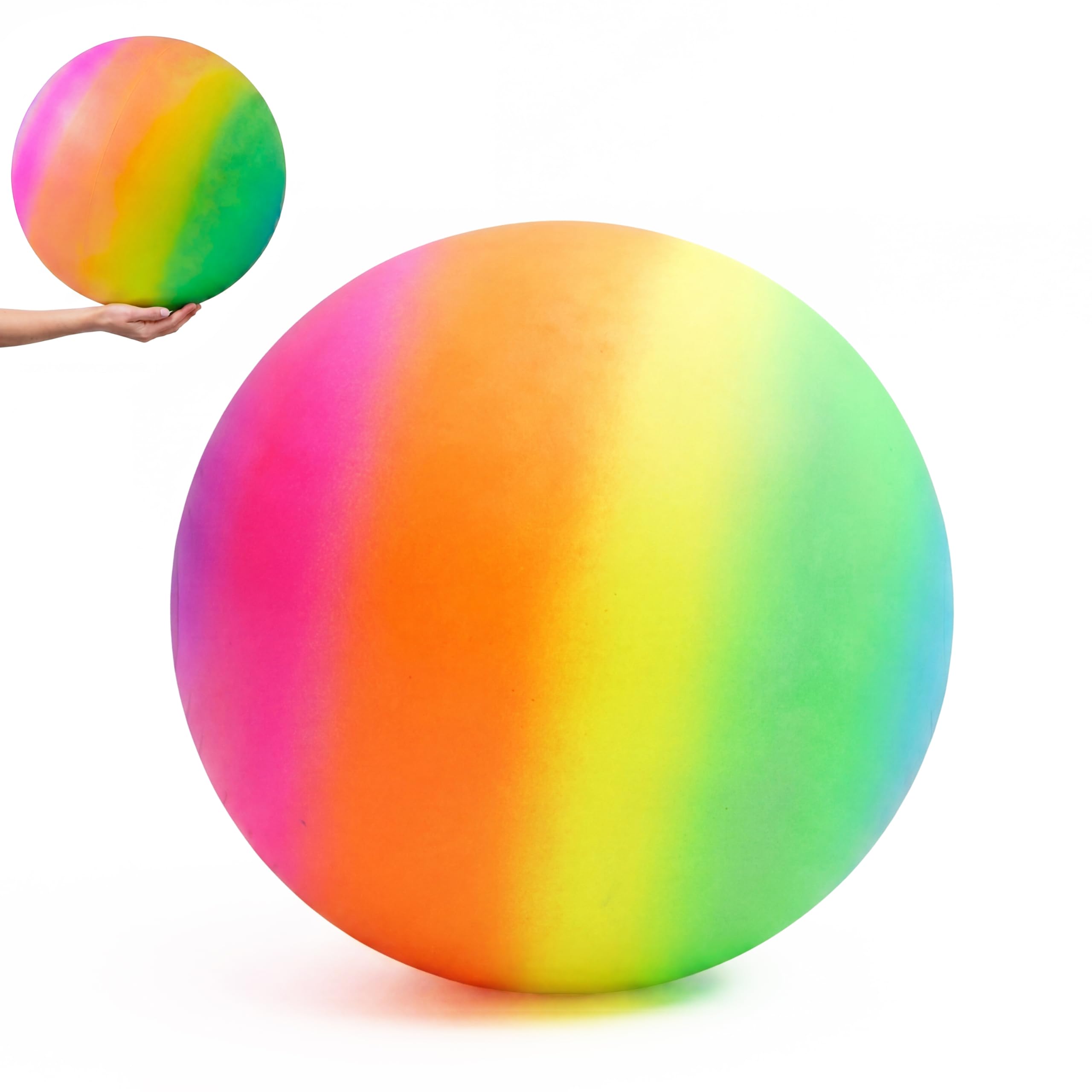 MTS Giant 18" Neon Rainbow Playground Ball - Large Bouncy PVC Inflatable Beach Ball & Football with Textured Grip - Big Outdoor Toy for Physical Sports Activity, Kids & Adults