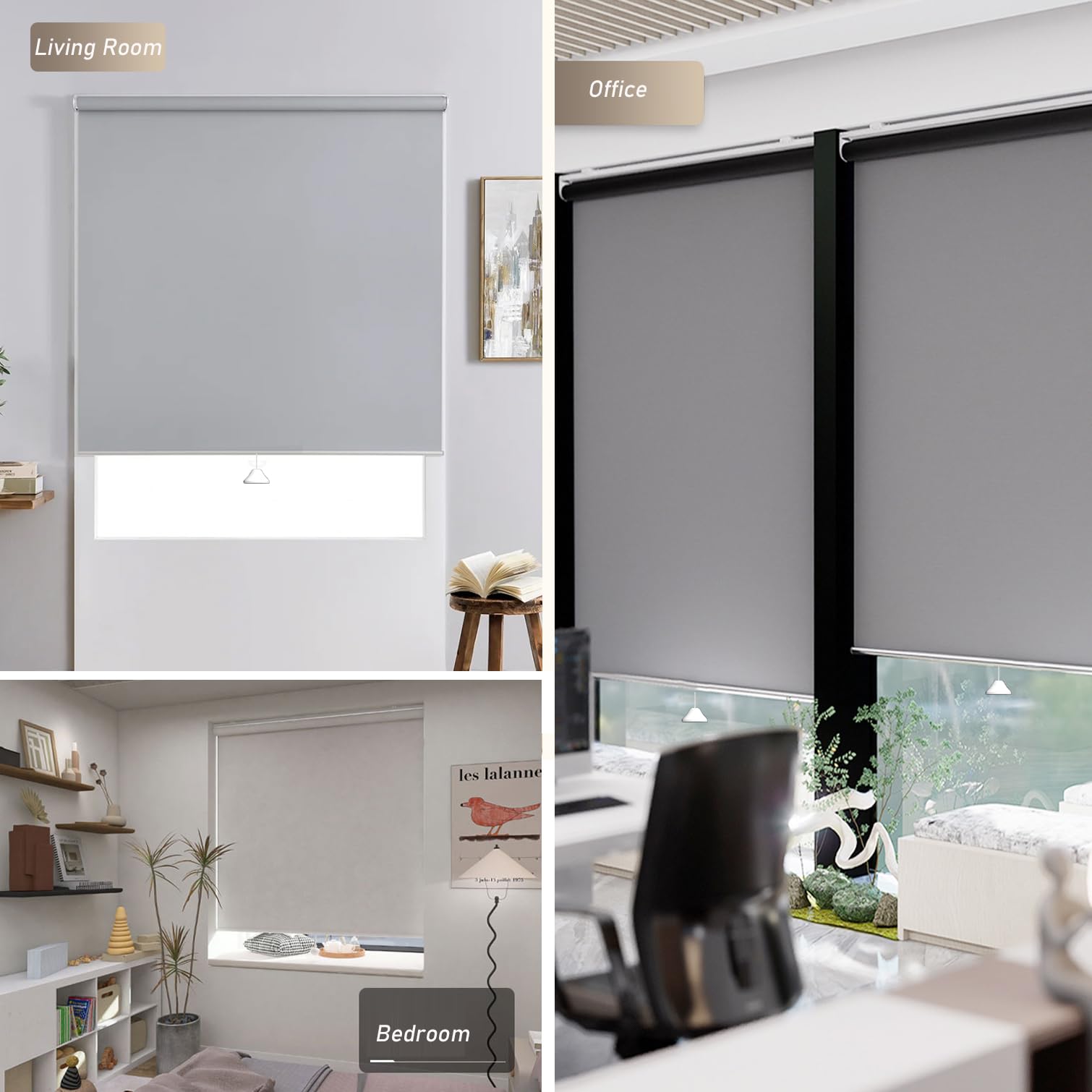 Store enrouleur occultant sans fil personnalisable, isolation thermique, système de ressort en polyester pour la maison et le bureau, 85 cm x 100 cm, blocage de la lumière et économe en énergie