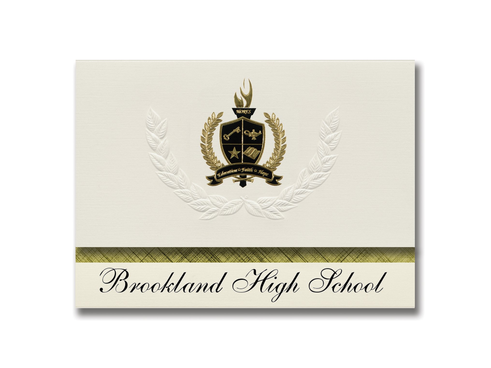 Signature Announcements Brookland High School (Brookland, AR) Graduation Announcements, Presidential style, Elite package of 25 with Gold & Black Metallic Foil seal