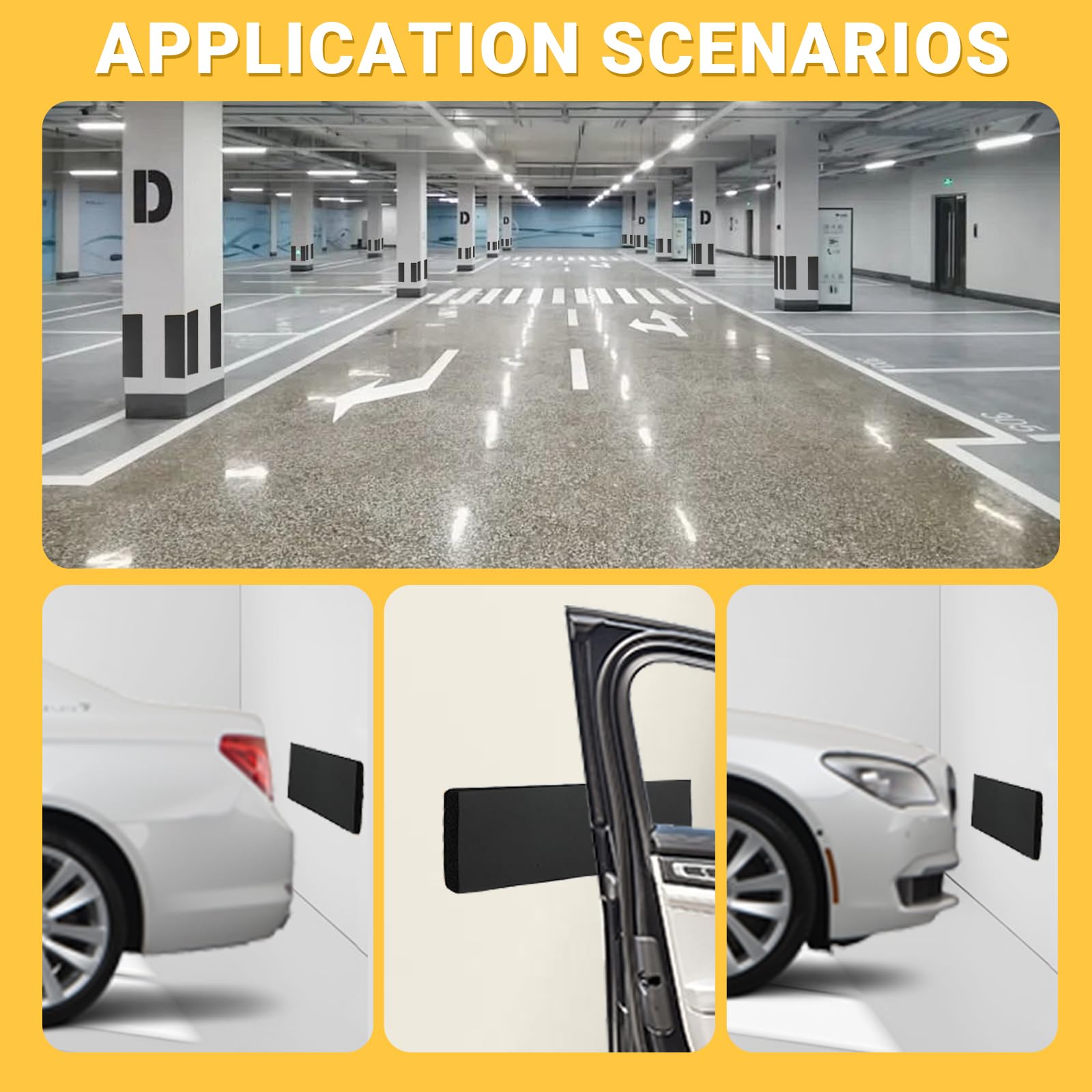 4 Pezzi Protezione Della Parete del Garage 30x10x3cm - protezione angolare per porta auto adesiva in schiuma - protezione per parete garage - Paracolpi Garage da Muro per Porte Auto, garage e carport
