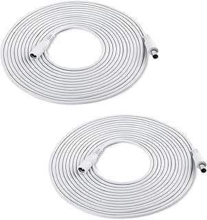 2-Pack 12V DC Extension Cable 4.5M, 2.1mm x 5.5mm Universal DC/AC Extension Cable for Hue 12V Power Supply Adapter, CCTV Security Camera,Led Strip Light,DVRs,Routers,DC Power Extension Cable, White