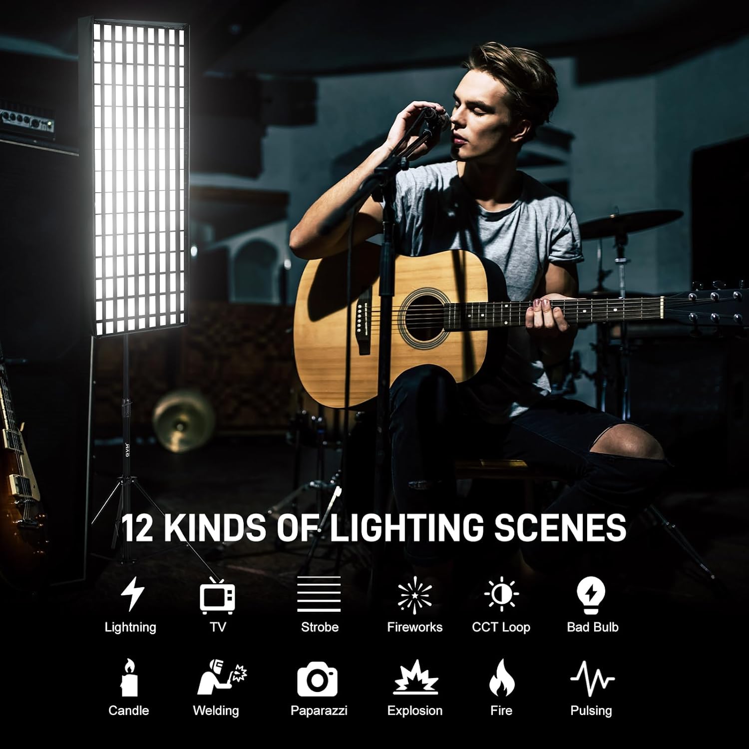 GVM Z200B Flexible LED Light Panel with Bluetooth Control, 200W Photography Light with Zipper Splicable, 2700K-6800K, Ultra-Thin 12"x36" Video Light with Softbox for Studio, Film, Vlog, Photography