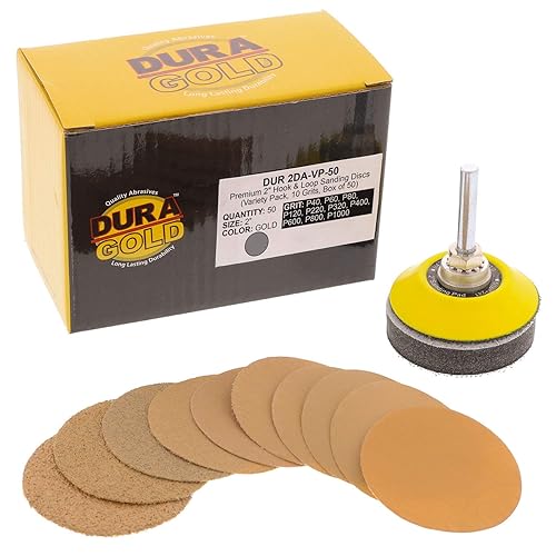 Dura-Gold Premium 2" Gold Hook & Loop Sanding Discs Variety