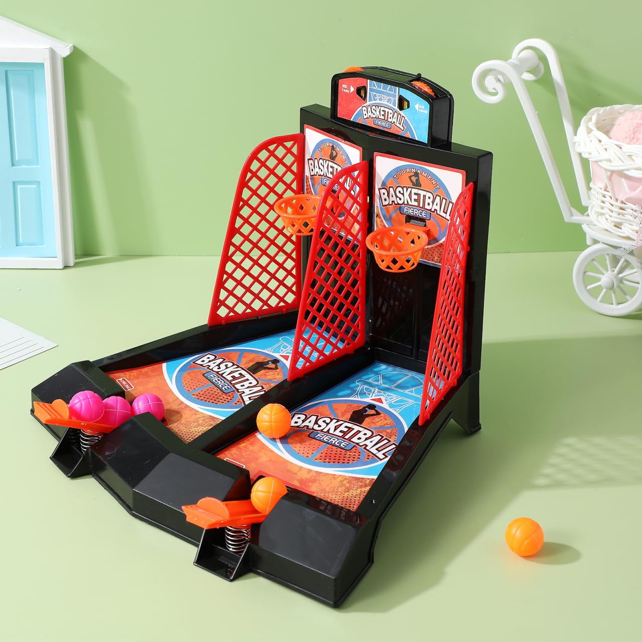 BESTonZON Jeu de Basket de Table pour Enfants, Basketball à Doigts Double Joueur, Tir Arcade de Bureau Portable et Éducatif, Améliore Agilité Coordination Main-Oeil Cadeau Anniversaire Sport
