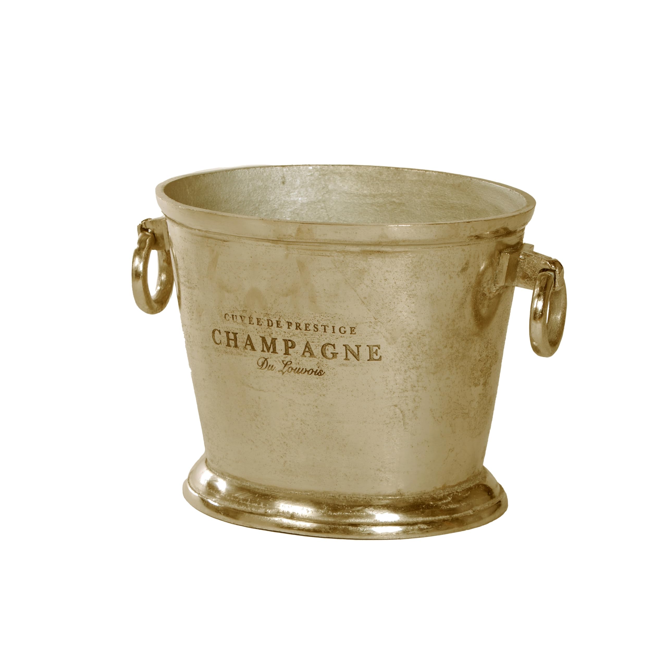 Champagnerkühler Vintage Gold, elegante Champagnerschale mit Vintage Design, 26cm Durchmesser, 37cm hoch, goldener Aluminiumguss, Flaschenkühler für stilvolle Präsentation