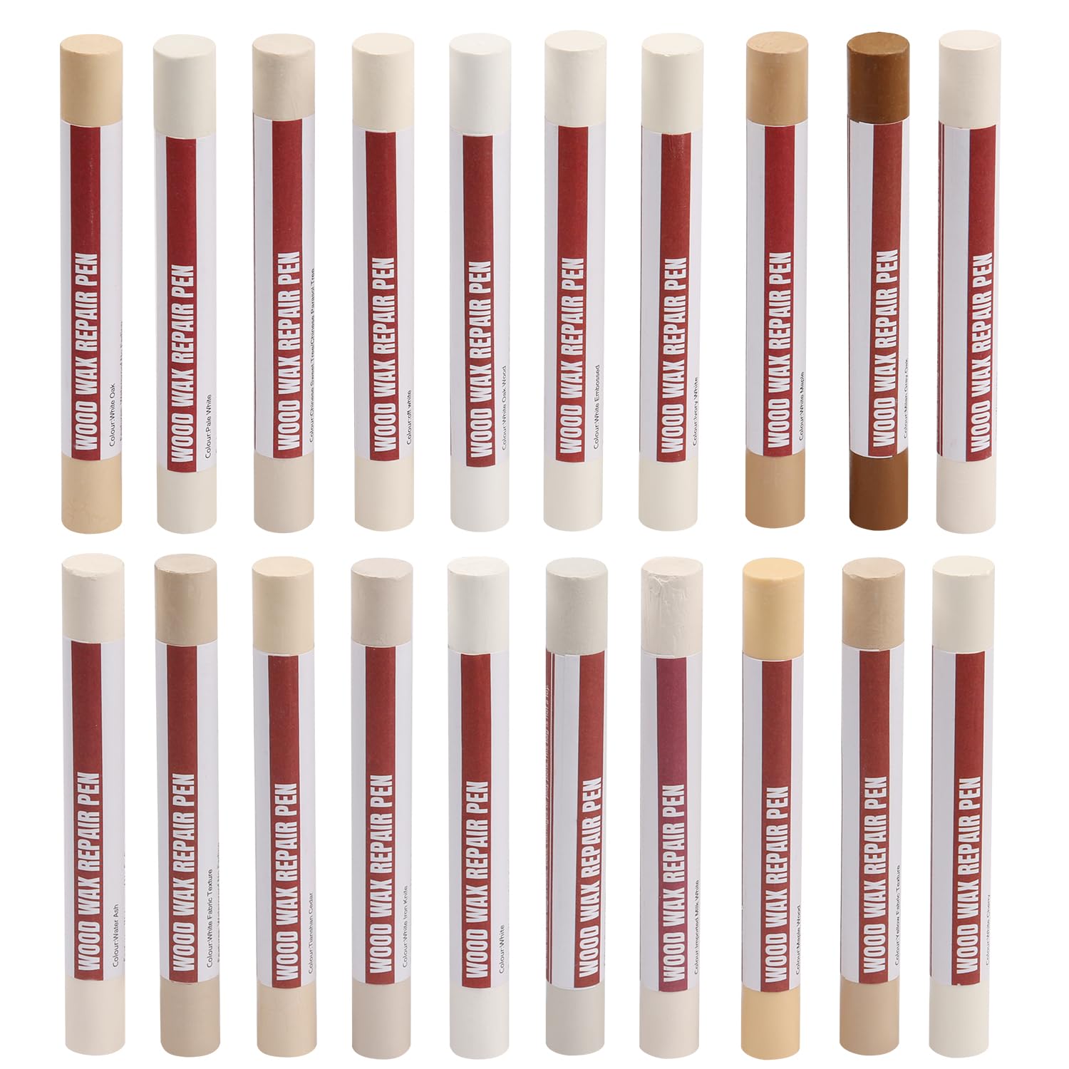 Uxney Wood Filler Sticks，20 Colors Wood Repair Wax Crayons Furniture Markers Touch up for Repairing Scratches, Scuffs, Cracks, Dings and Holes in Wood
